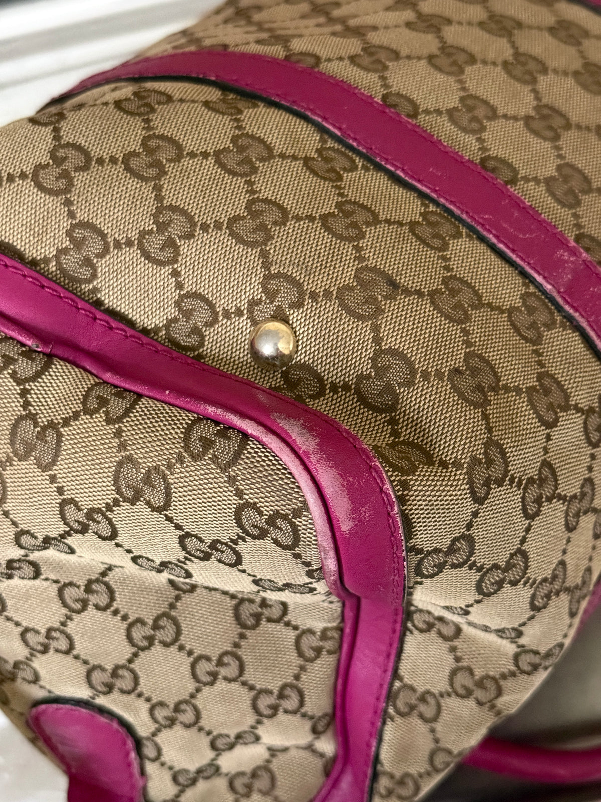 Gucci GG Canvas Beige/Pink Medium Joy Boston Bag
