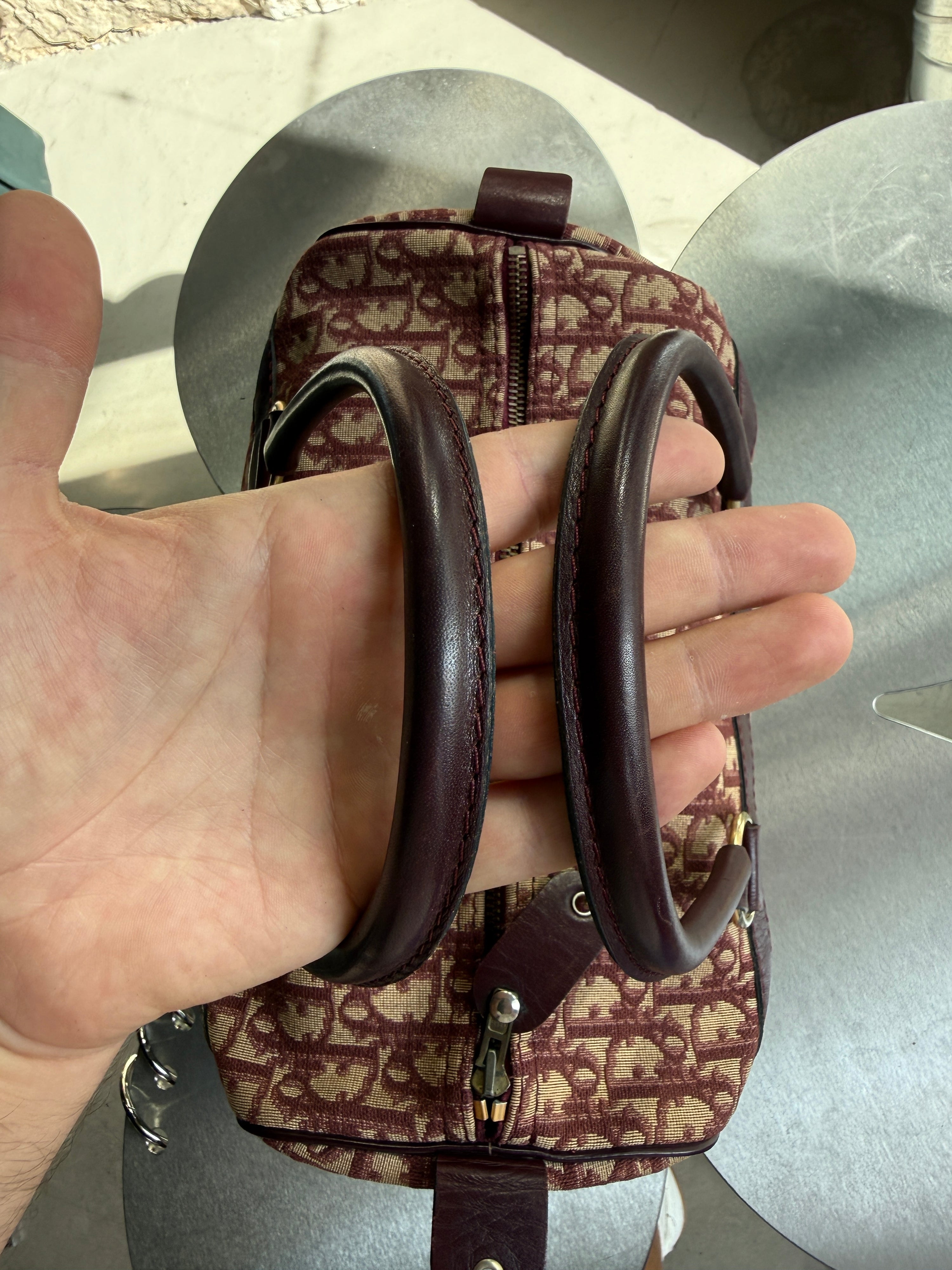 Vintage Dior Trotter Oblique Boston Bag Red
