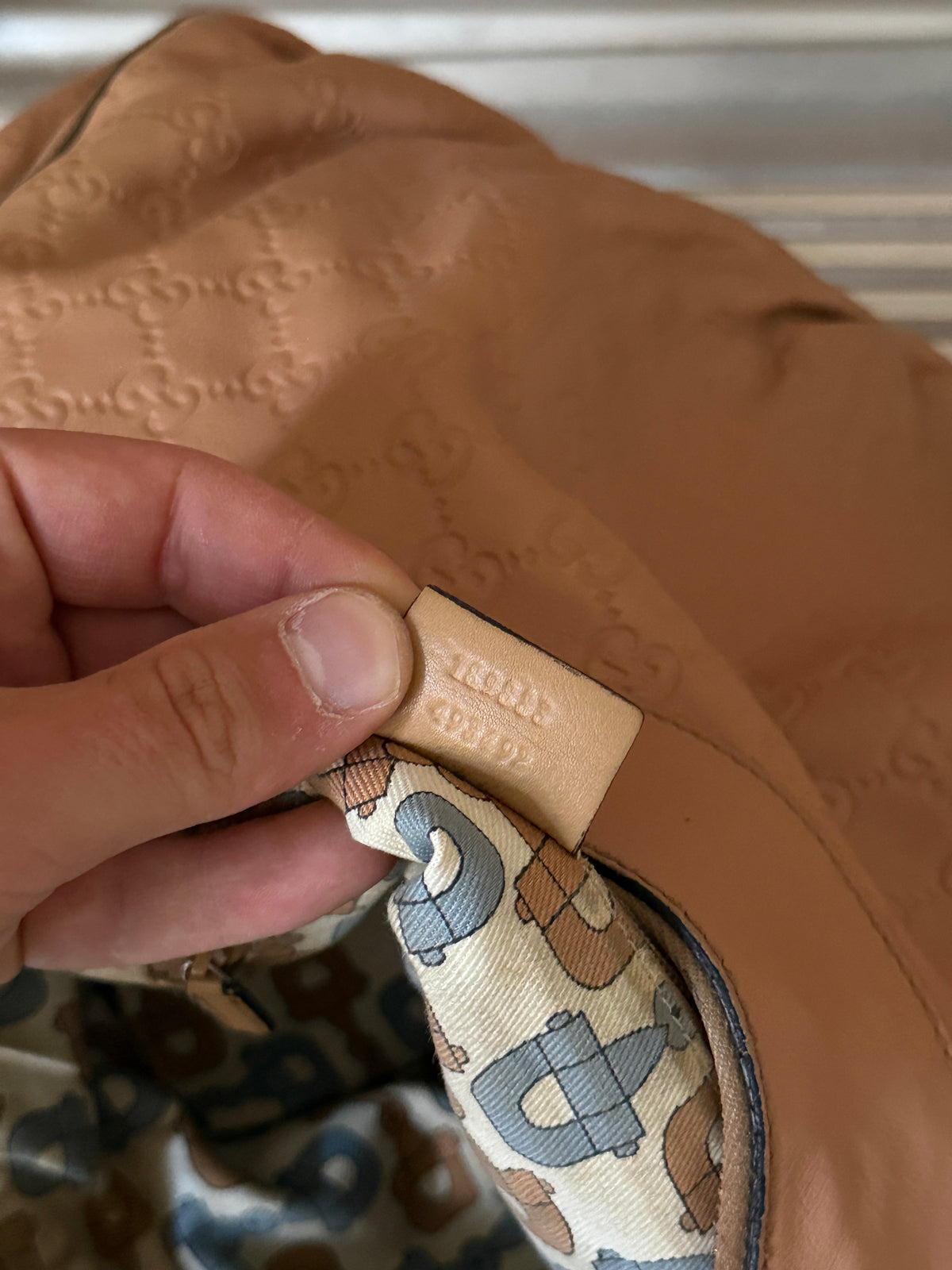 Gucci Guccissima Large Abbey D-Ring Tan Shoulder Bag
