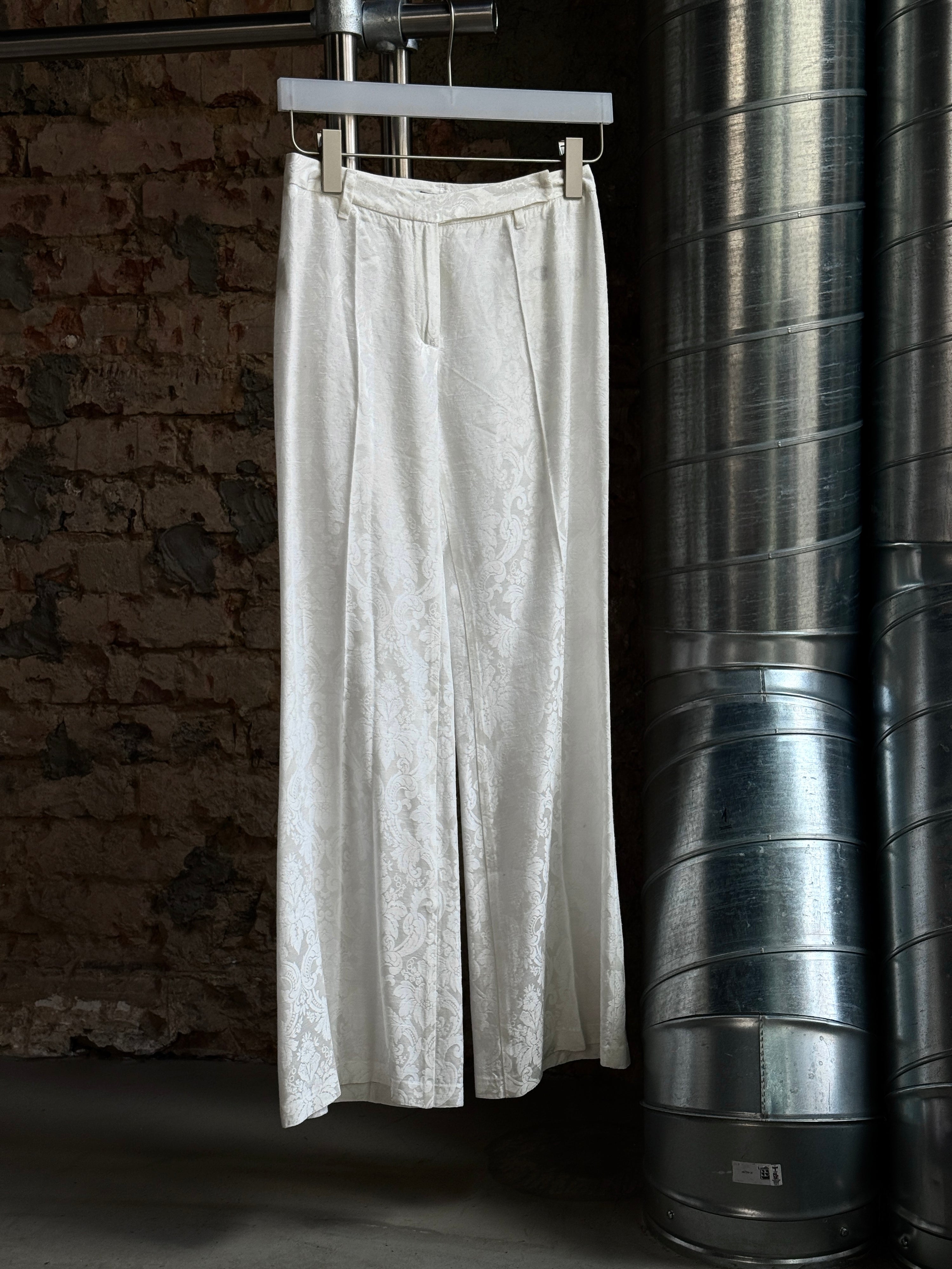 2000s Sisley Lace Floral Trousers White - W27 L28