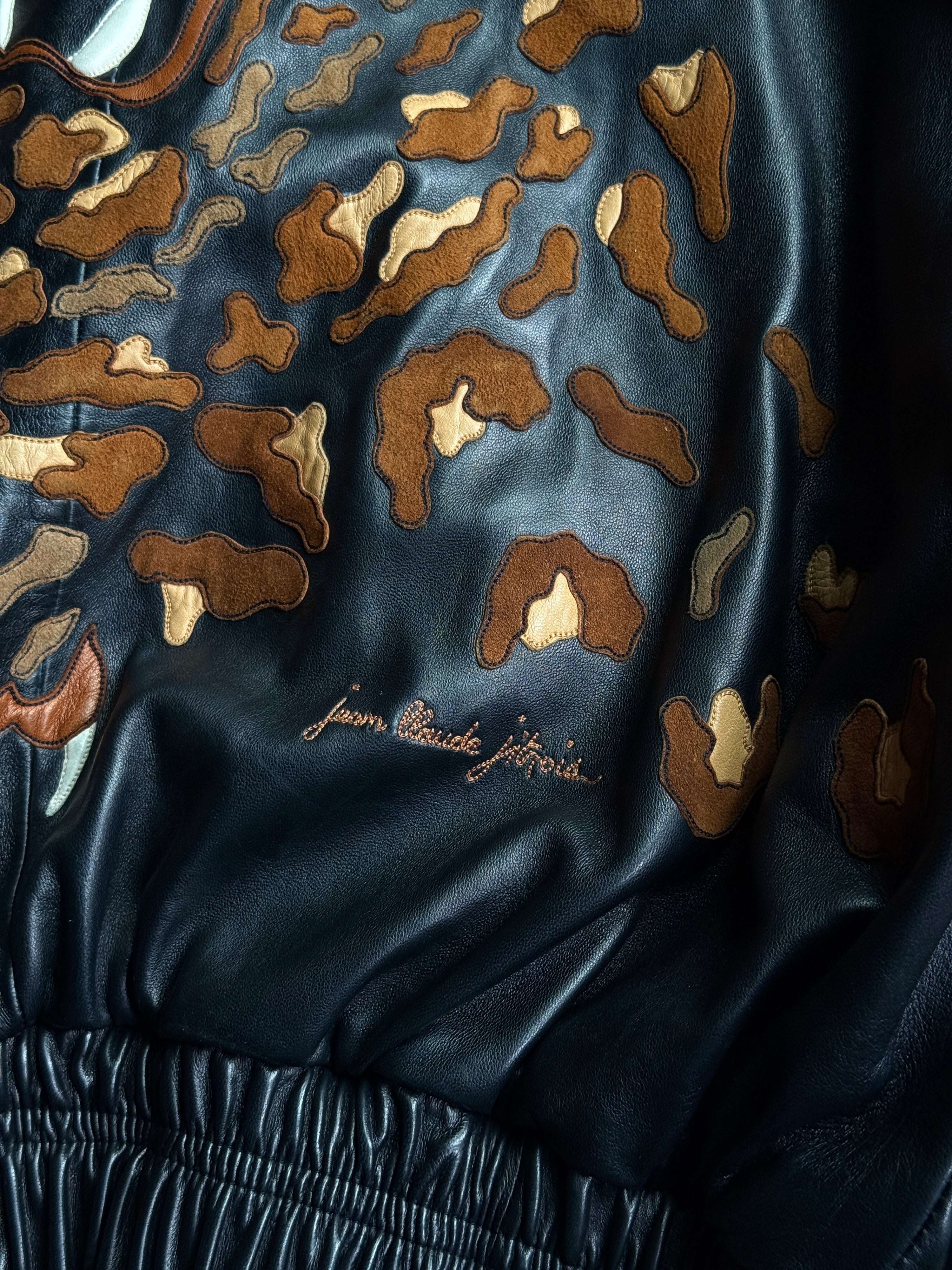 Vintage Jean Claude Jitrois Leopard Leather Jacket Black - M