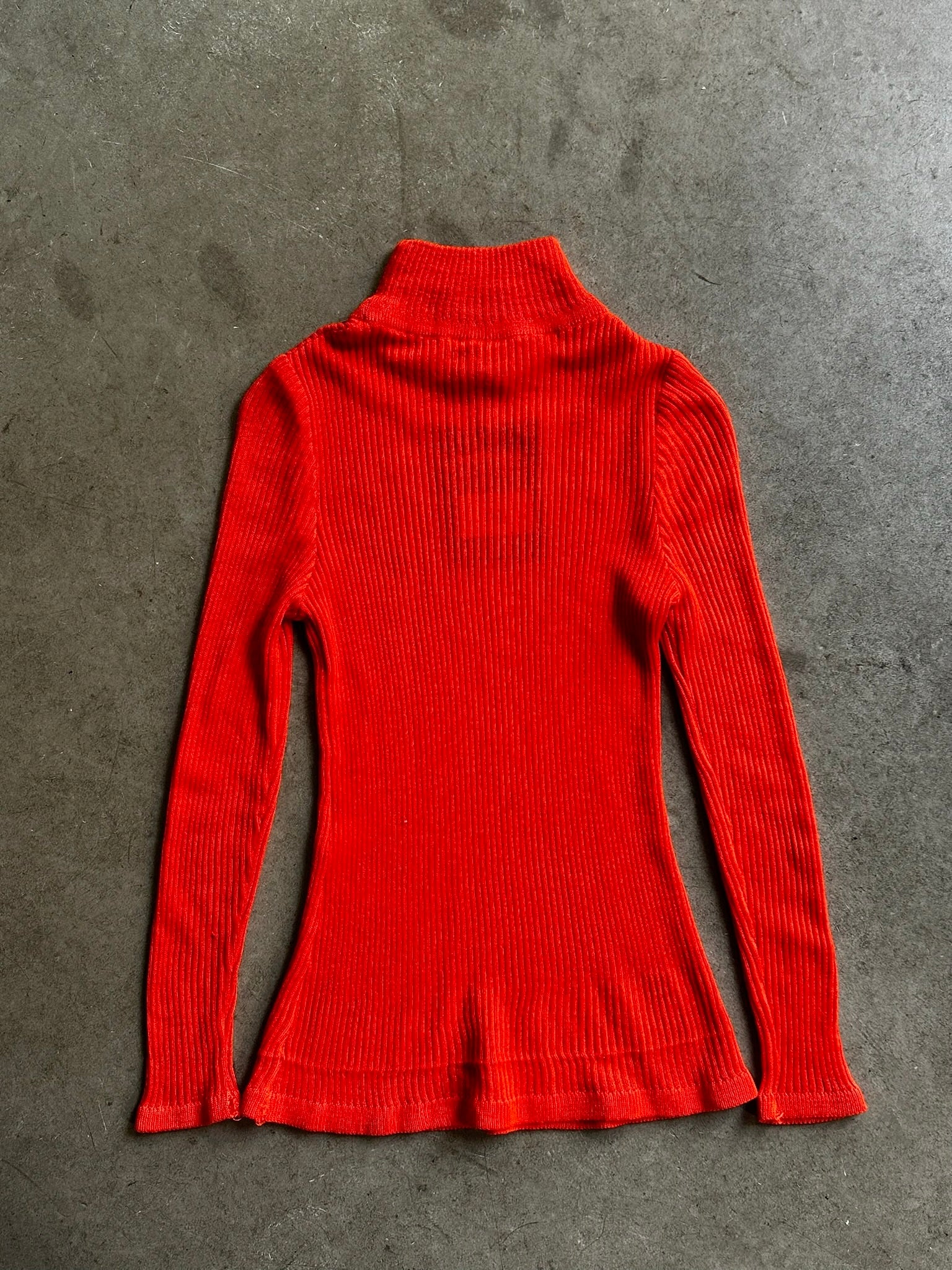 1970s Courrèges Mock Logo Turtleneck Orange - XS