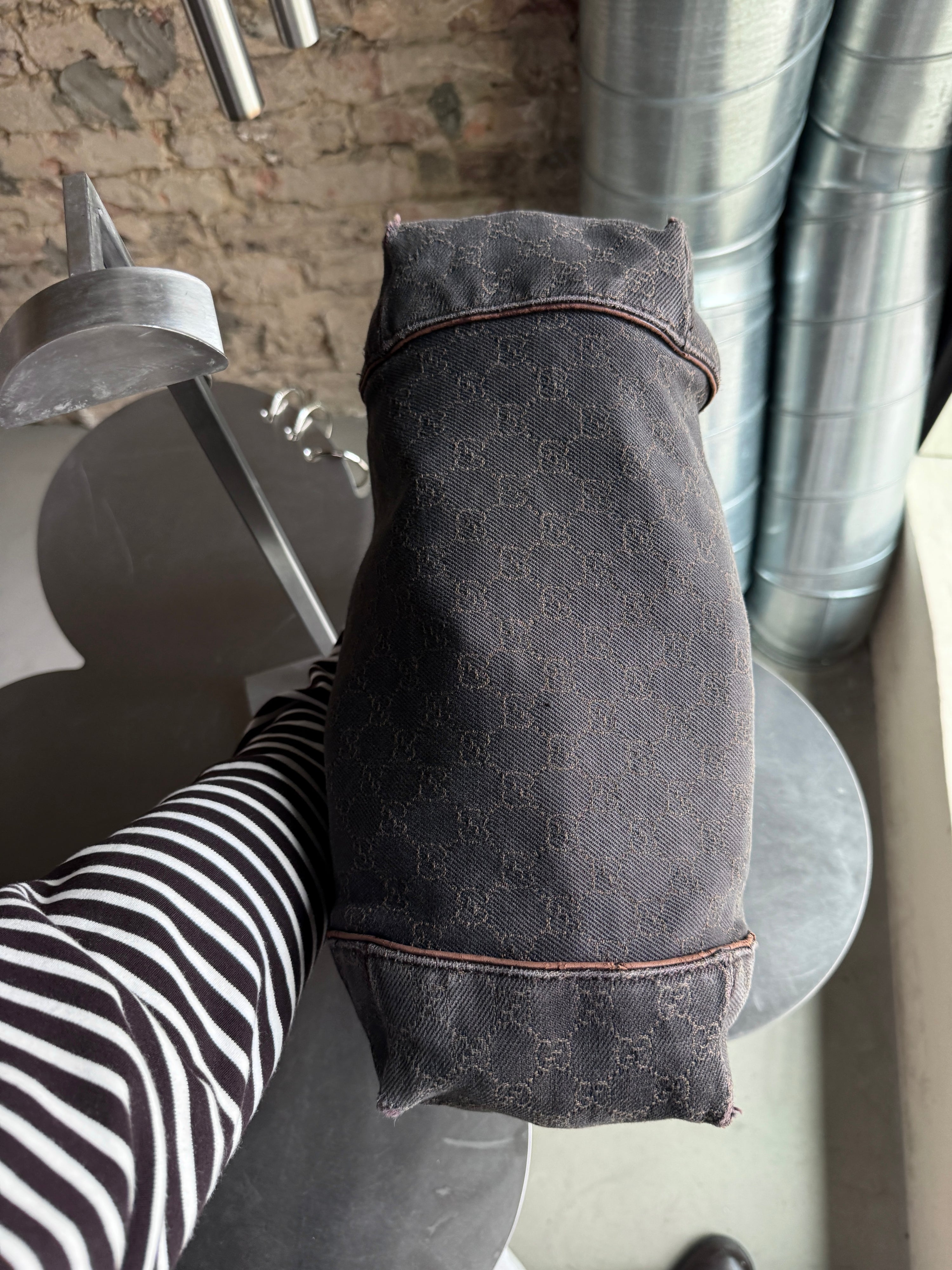 Vintage Gucci GG Cloth Hobo Bag Dark Brown