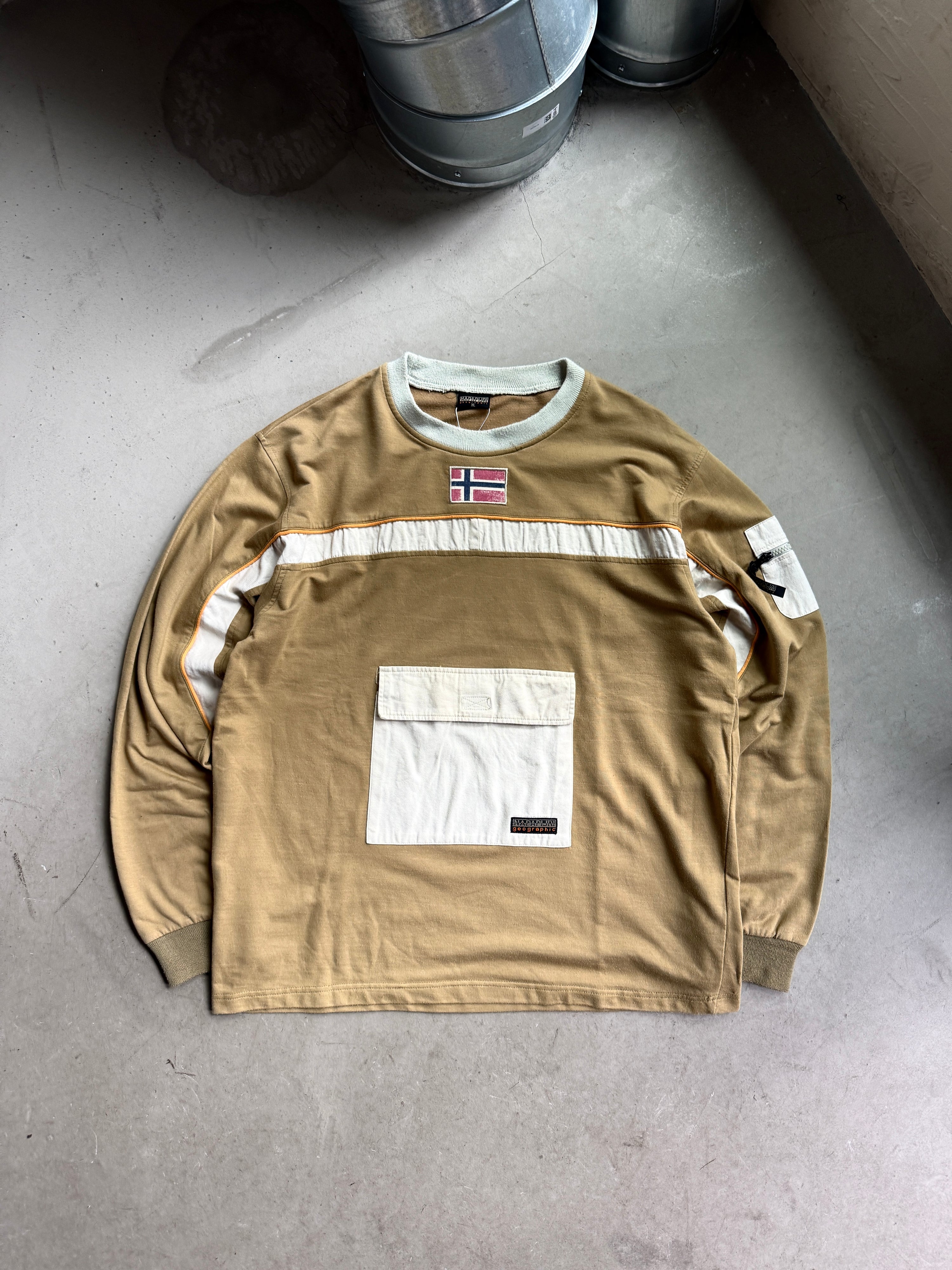 2000s Napapijri Multipocket Longlseeve Khaki - XL