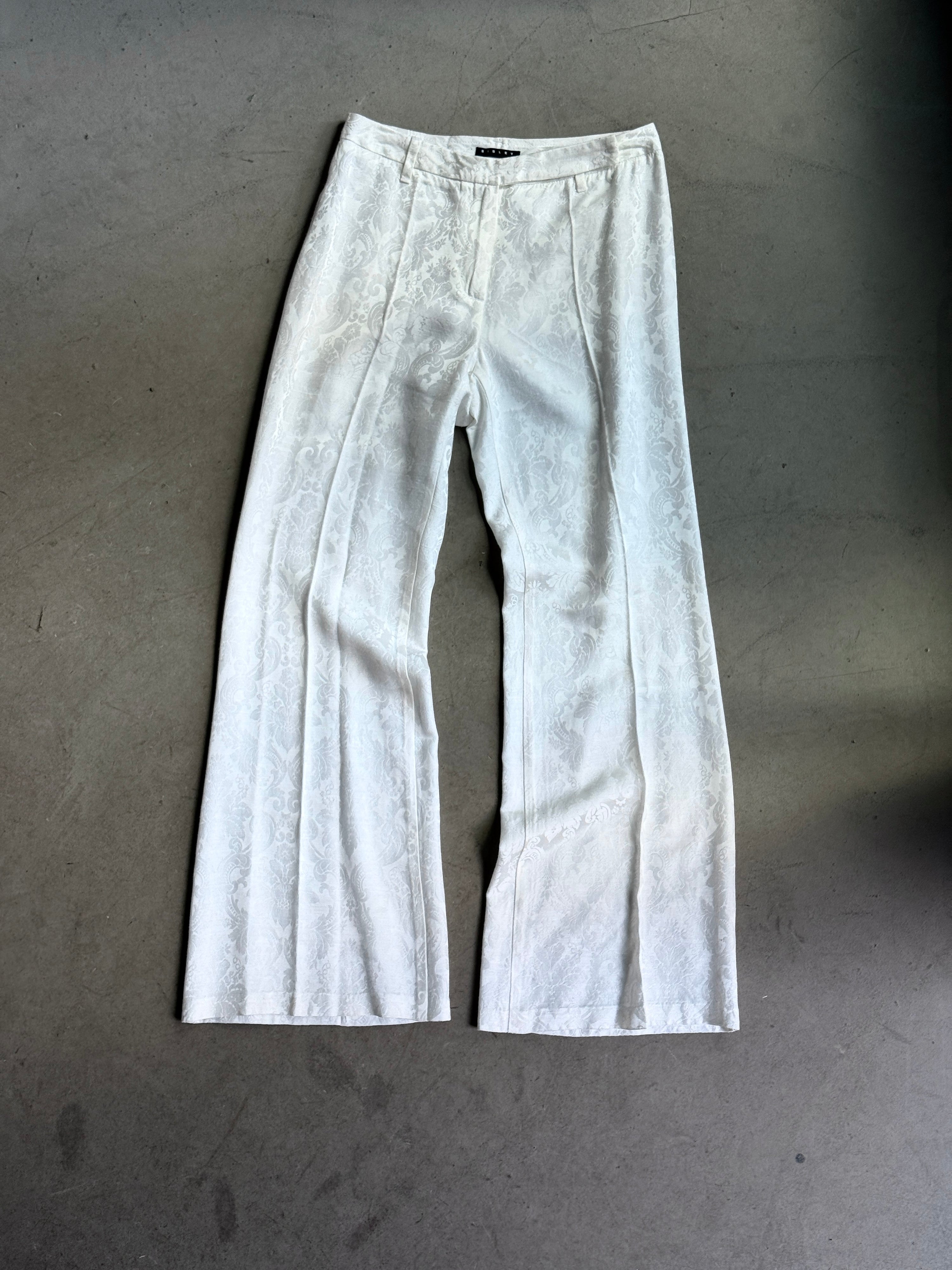 2000s Sisley Lace Floral Trousers White - W27 L28