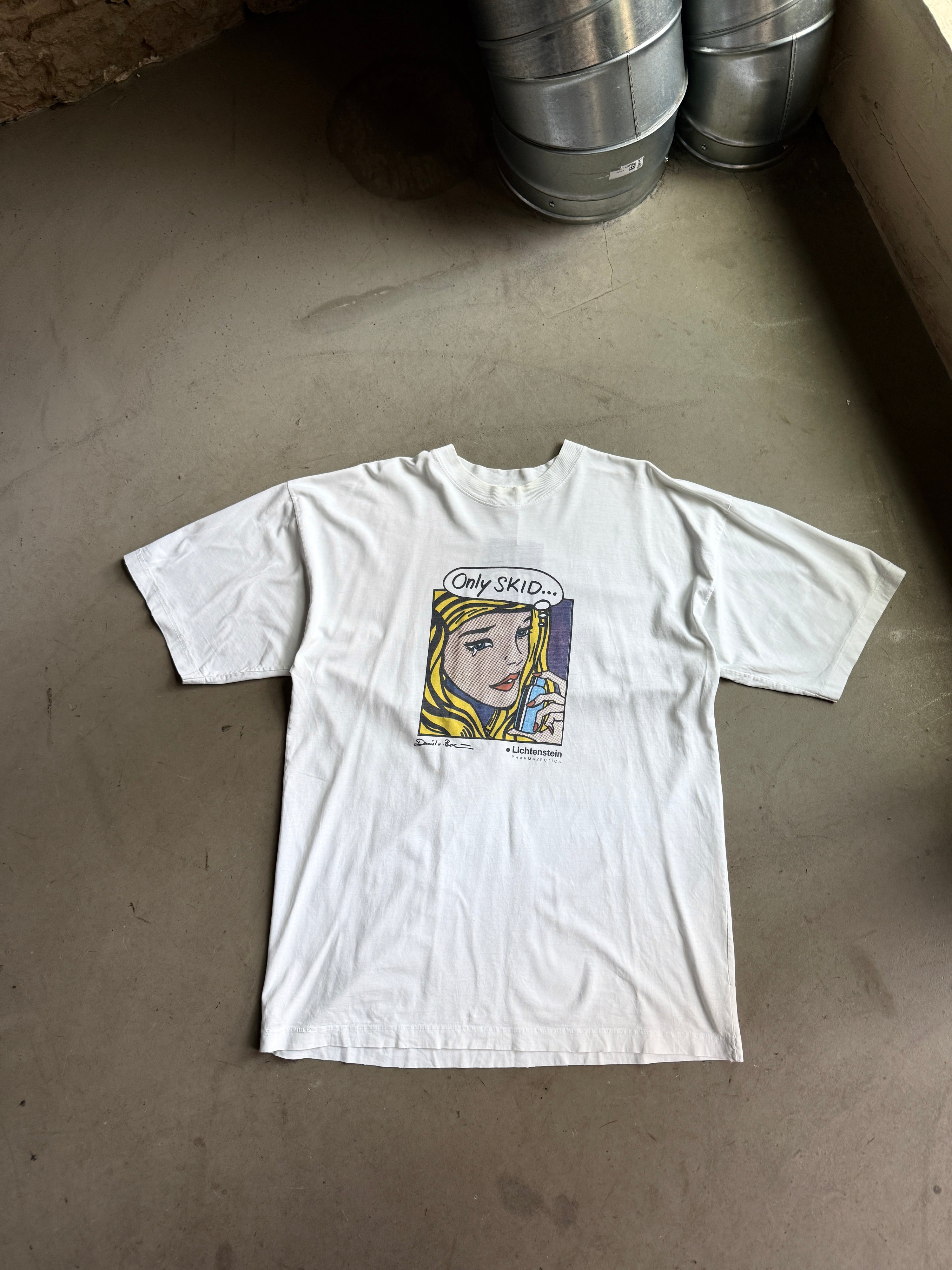 Vintage 1990s Roy Lichtenstein Style Bootleg T-Shirt White - XL