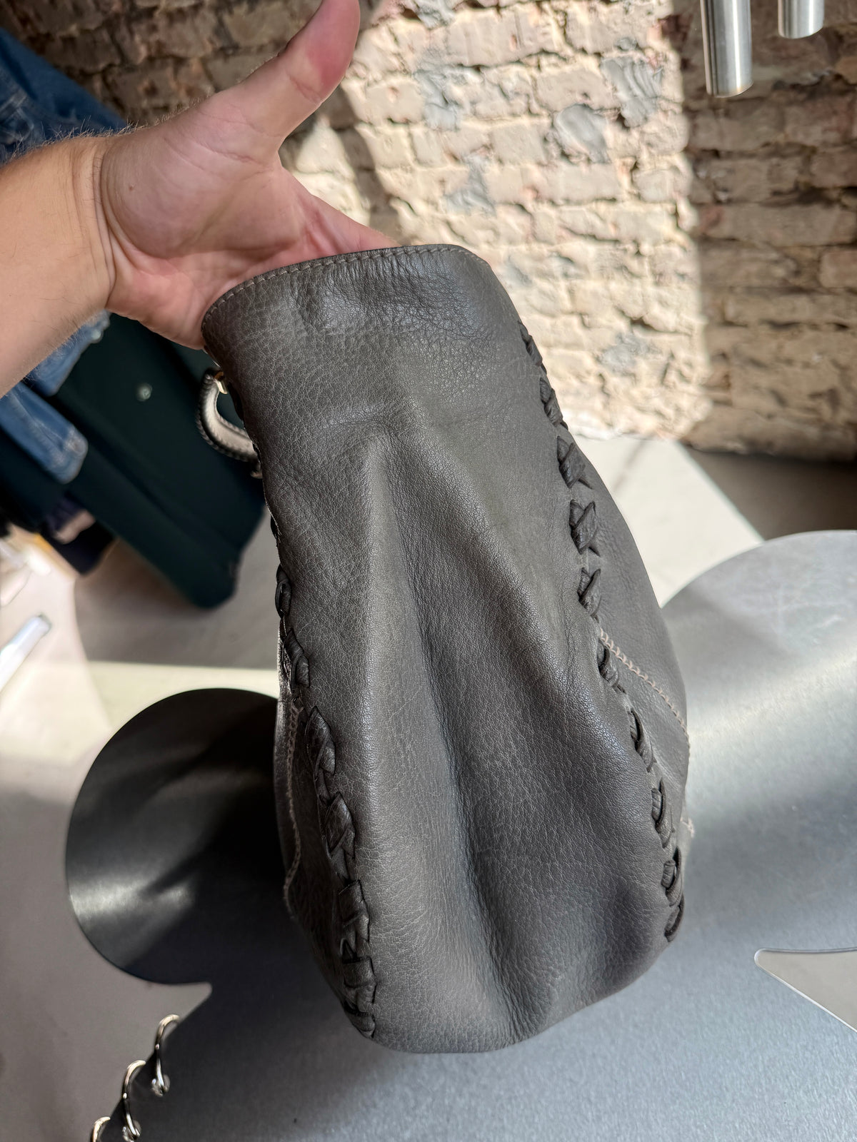 Gucci Gray Leather Charlotte Tote Bag