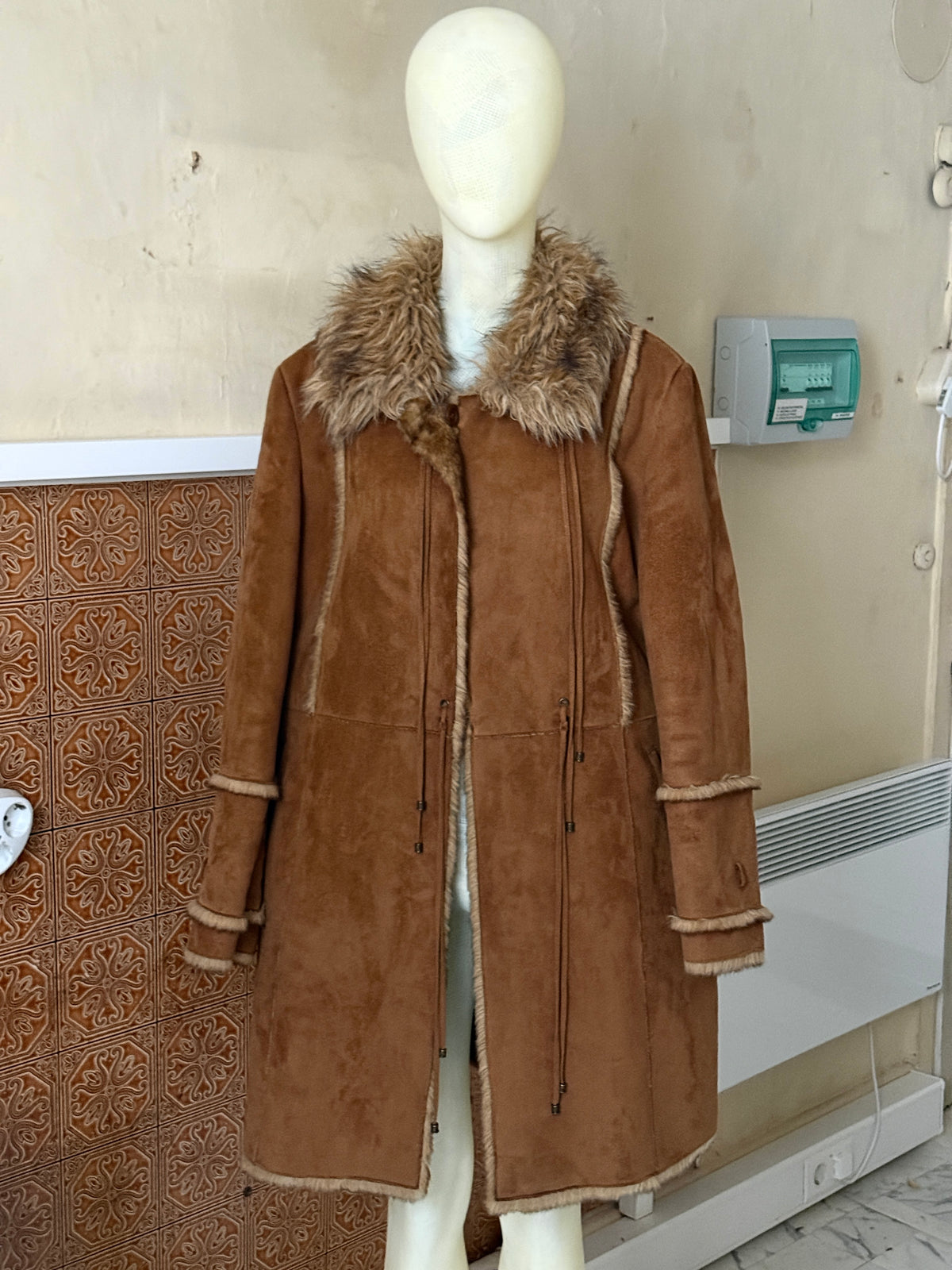 Vintage Balmain Faux Fur Brown Penny Lane Coat - XL