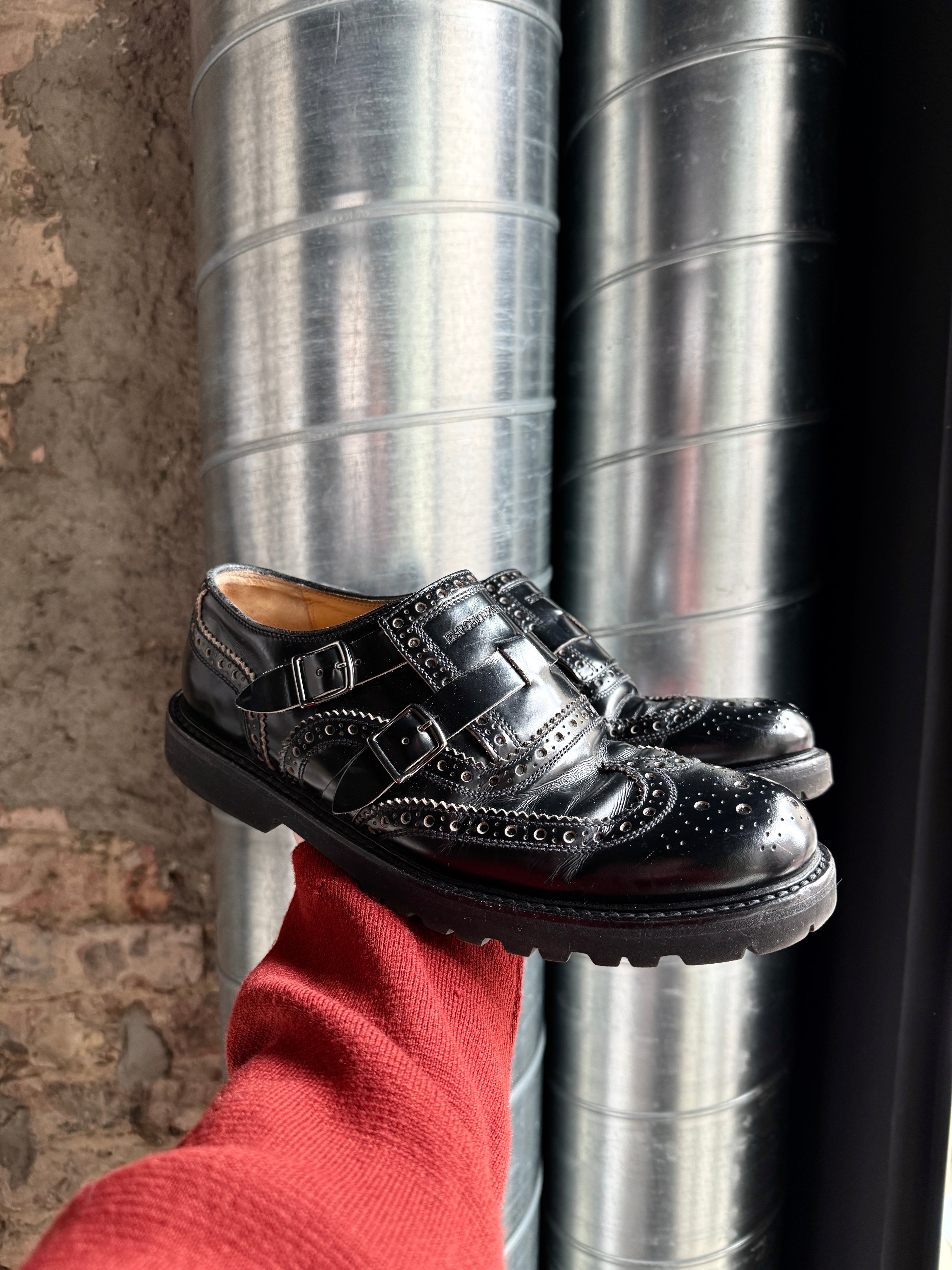 Emporio Armani Double Strap Monk Leather Shoes - EU 40