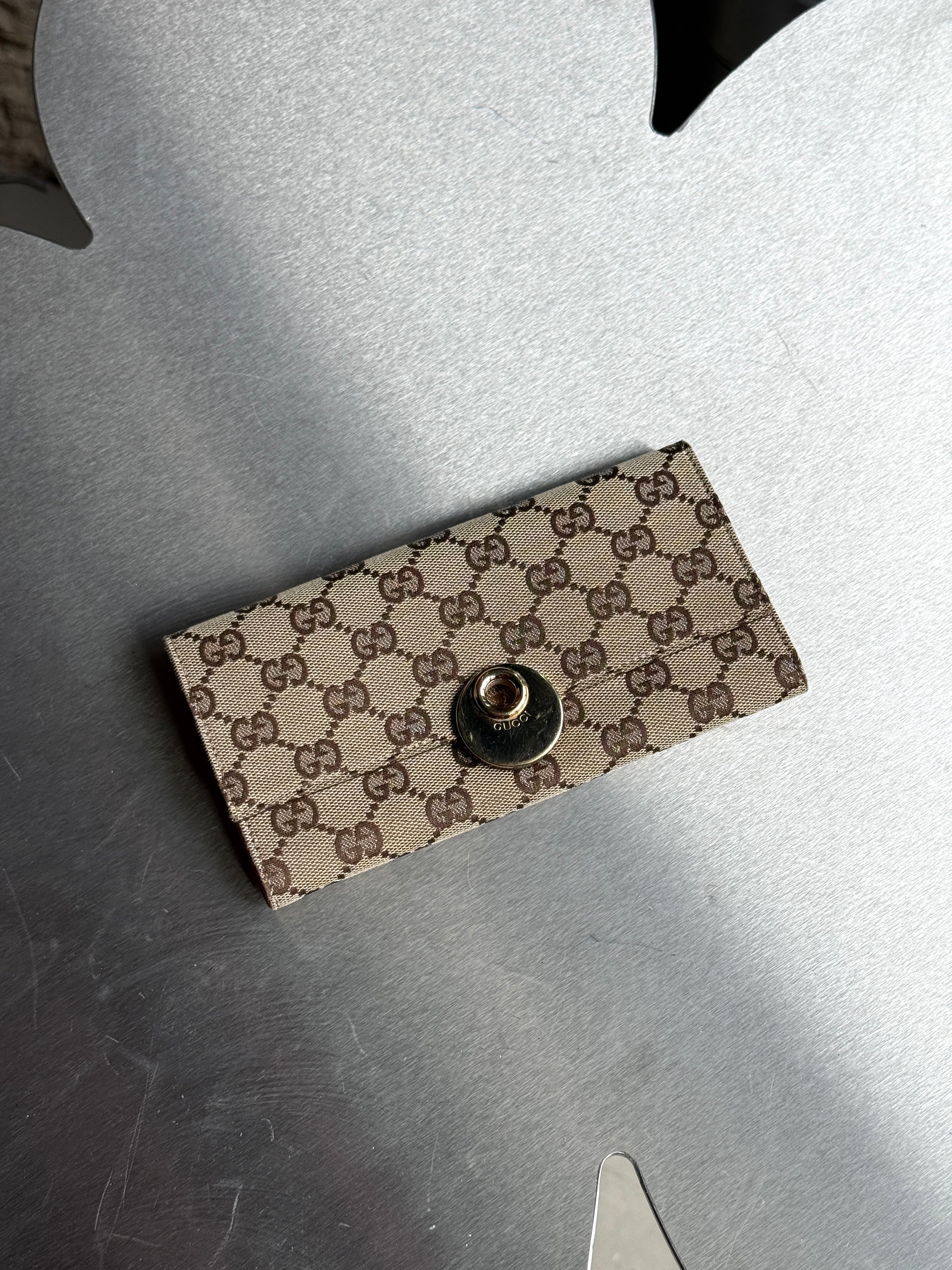 Gucci GG Canvas Eclipse Continental Long Wallet Brown