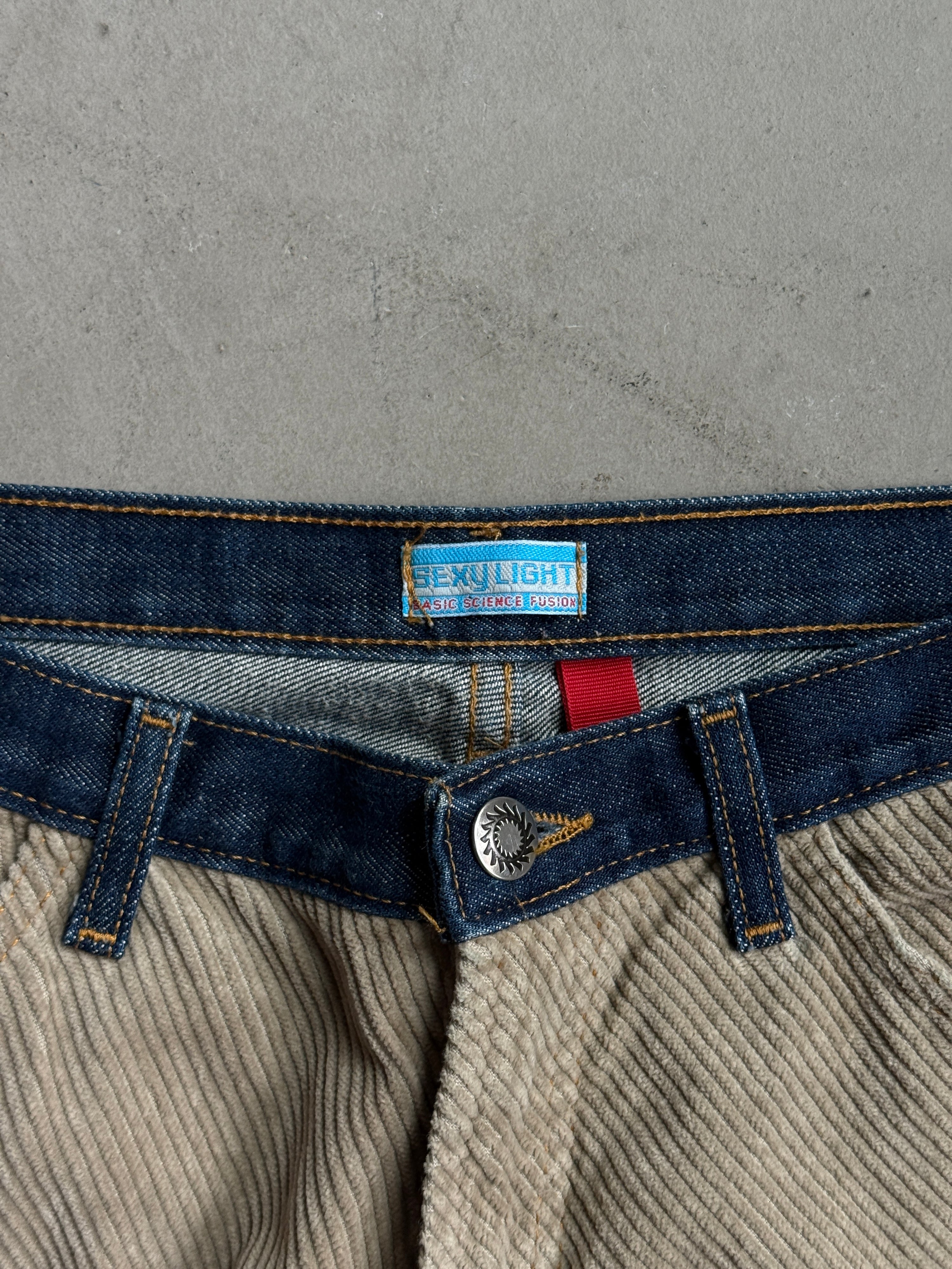 2000s Flared “Sexy Light” Corduroy Hybrid Jeans - W28 L30