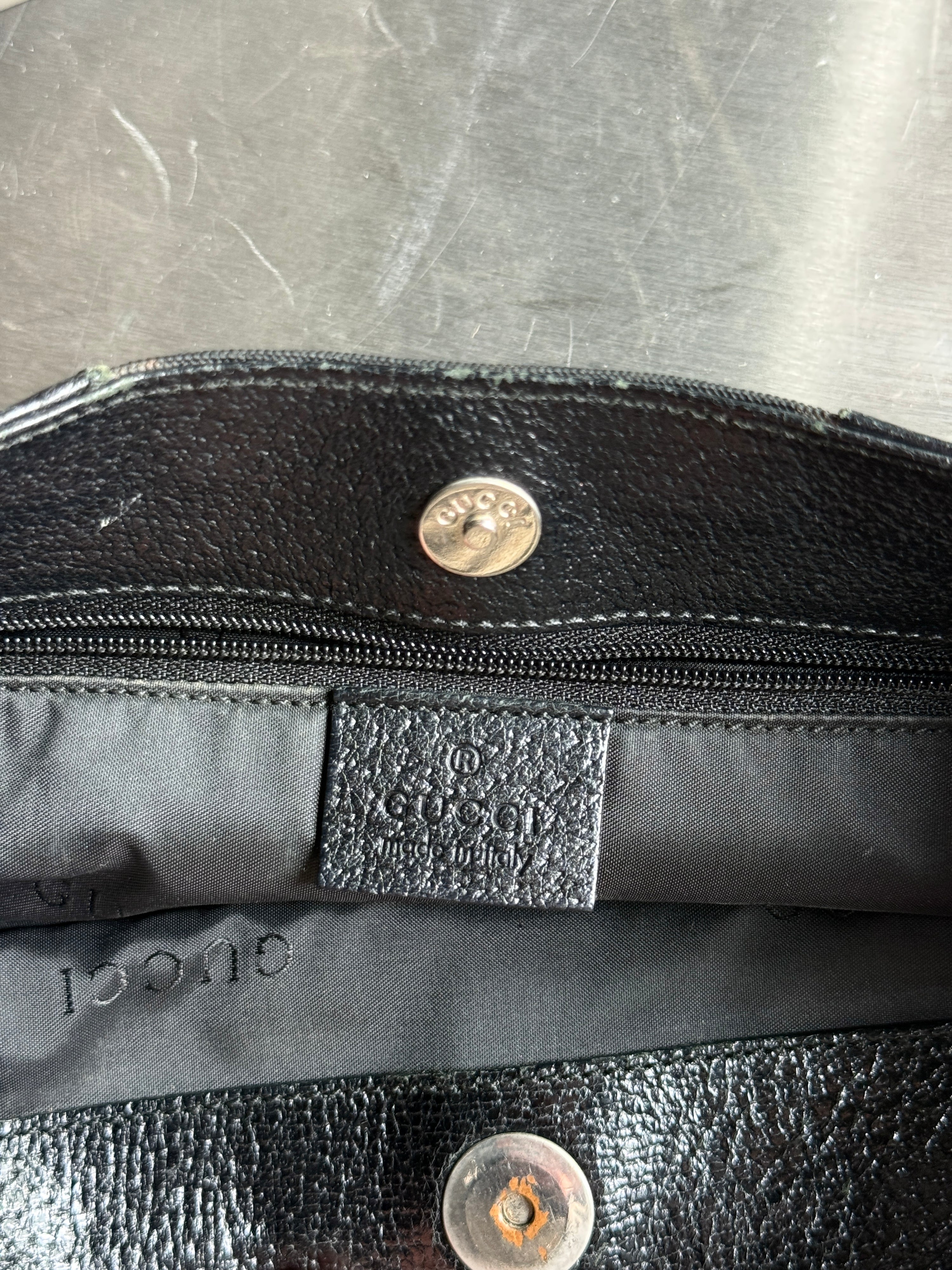 Vintage Gucci Nylon / Leather Shoulder Bag Black