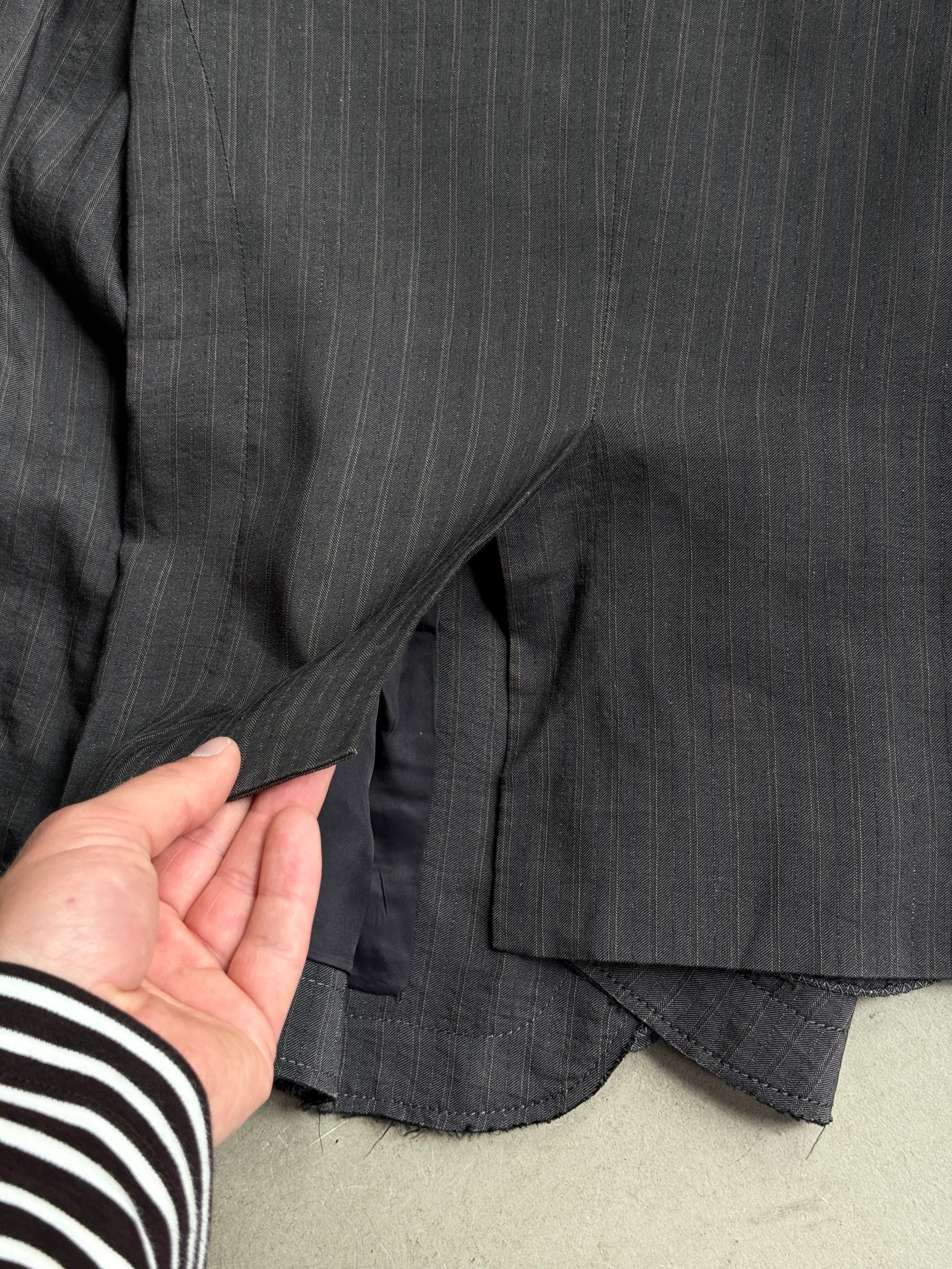 Vintage 2000s Marc Jacobs Pinstripe Ruffle Cropped Blazer