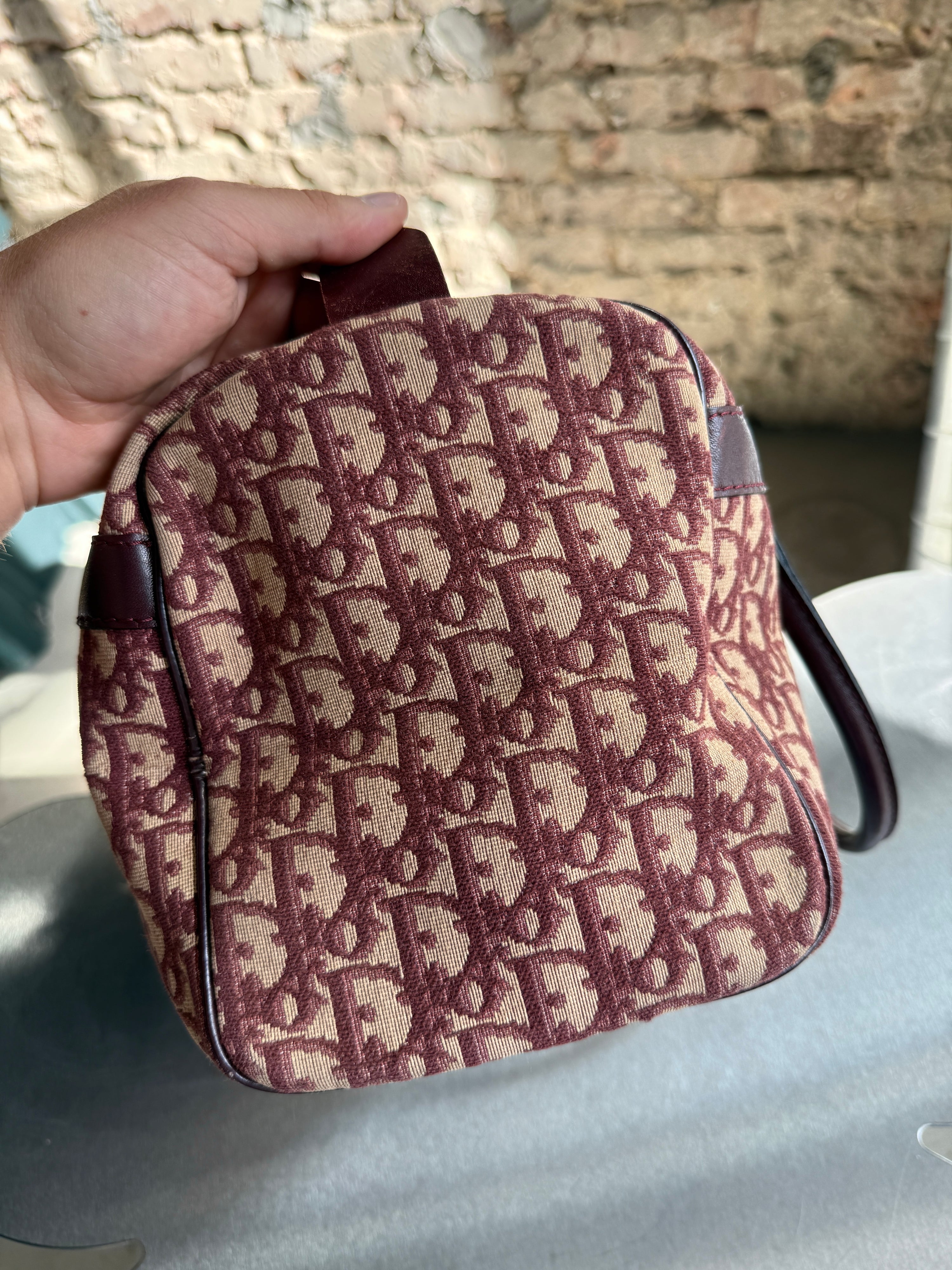 Vintage Dior Trotter Oblique Boston Bag Red