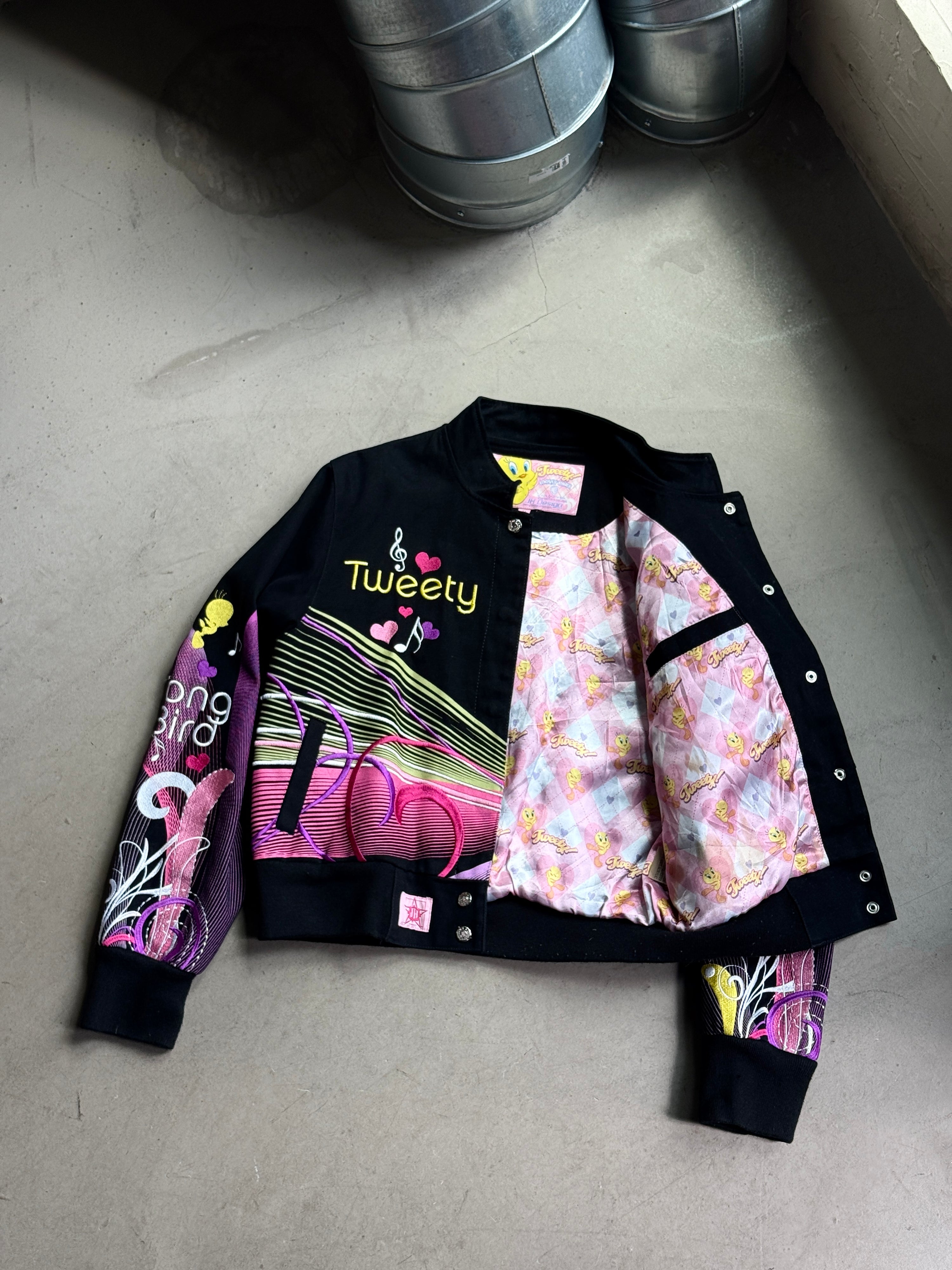 Vintage 2000s Jeff Hamilton Tweety Racing Jacket Black - S