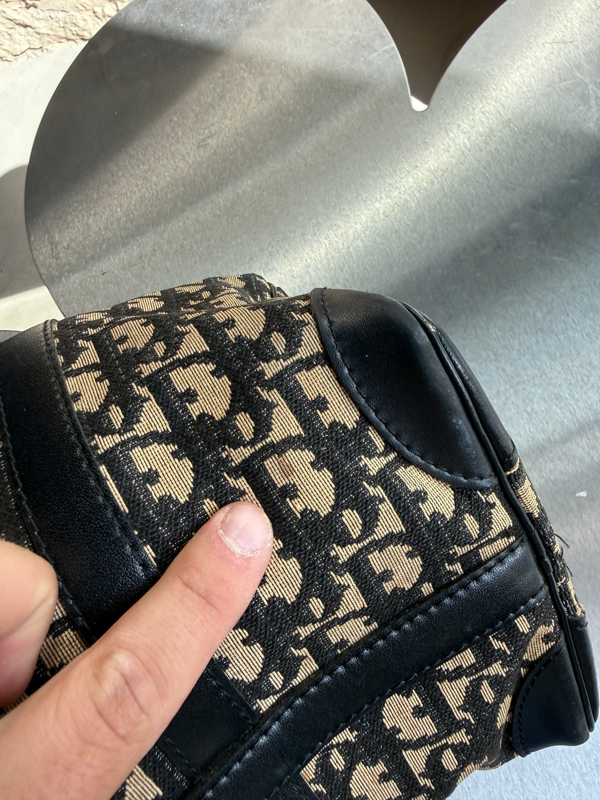 Vintage Dior Trotter Boston Bag Navy