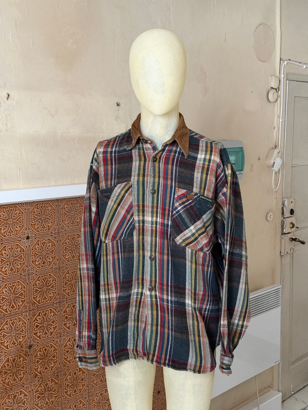 Vintage 1990s Plaid Chevalier Flannel Shirt - XL