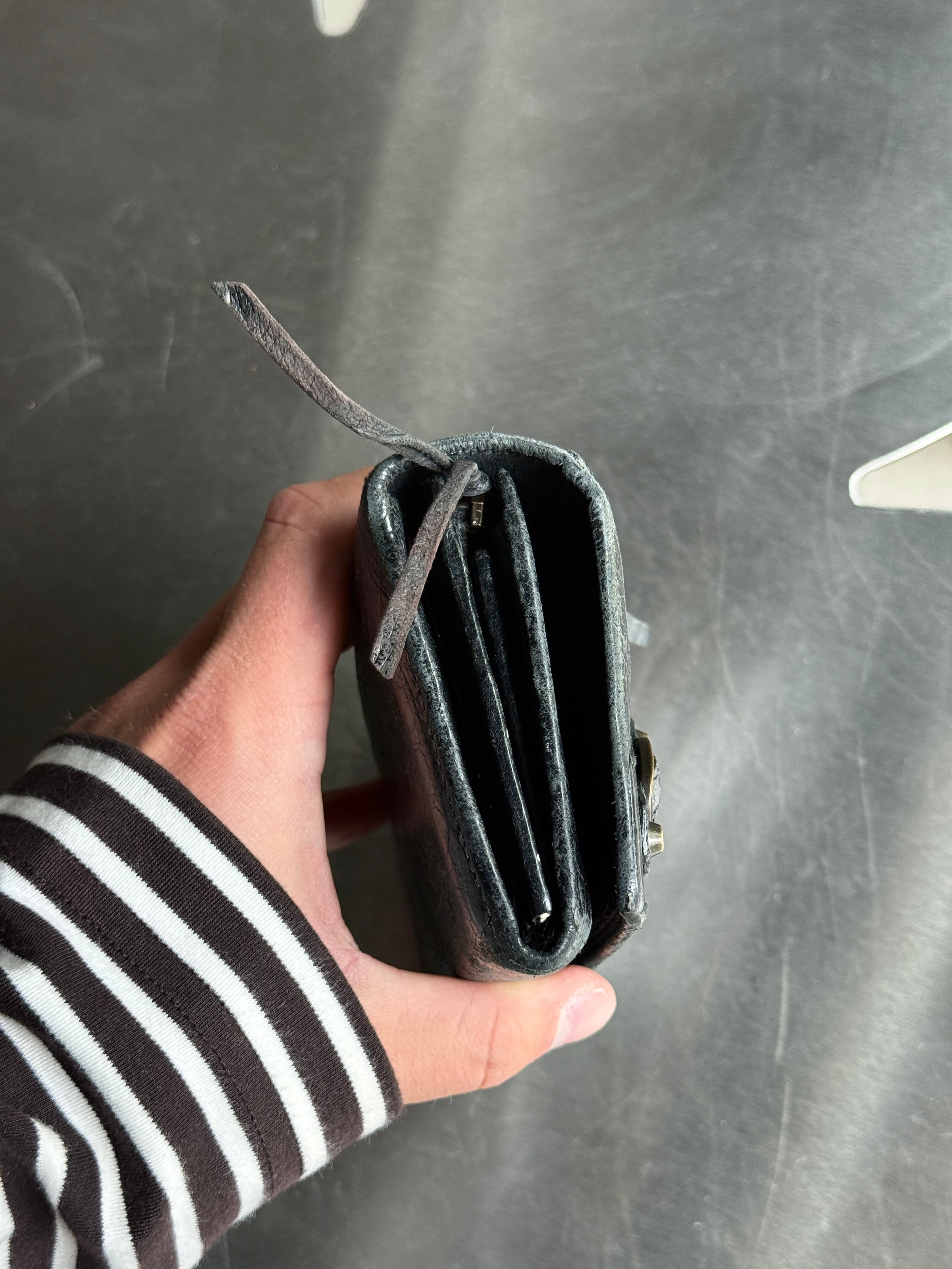 Vintage Balenciaga City Zip Around Long Wallet Black