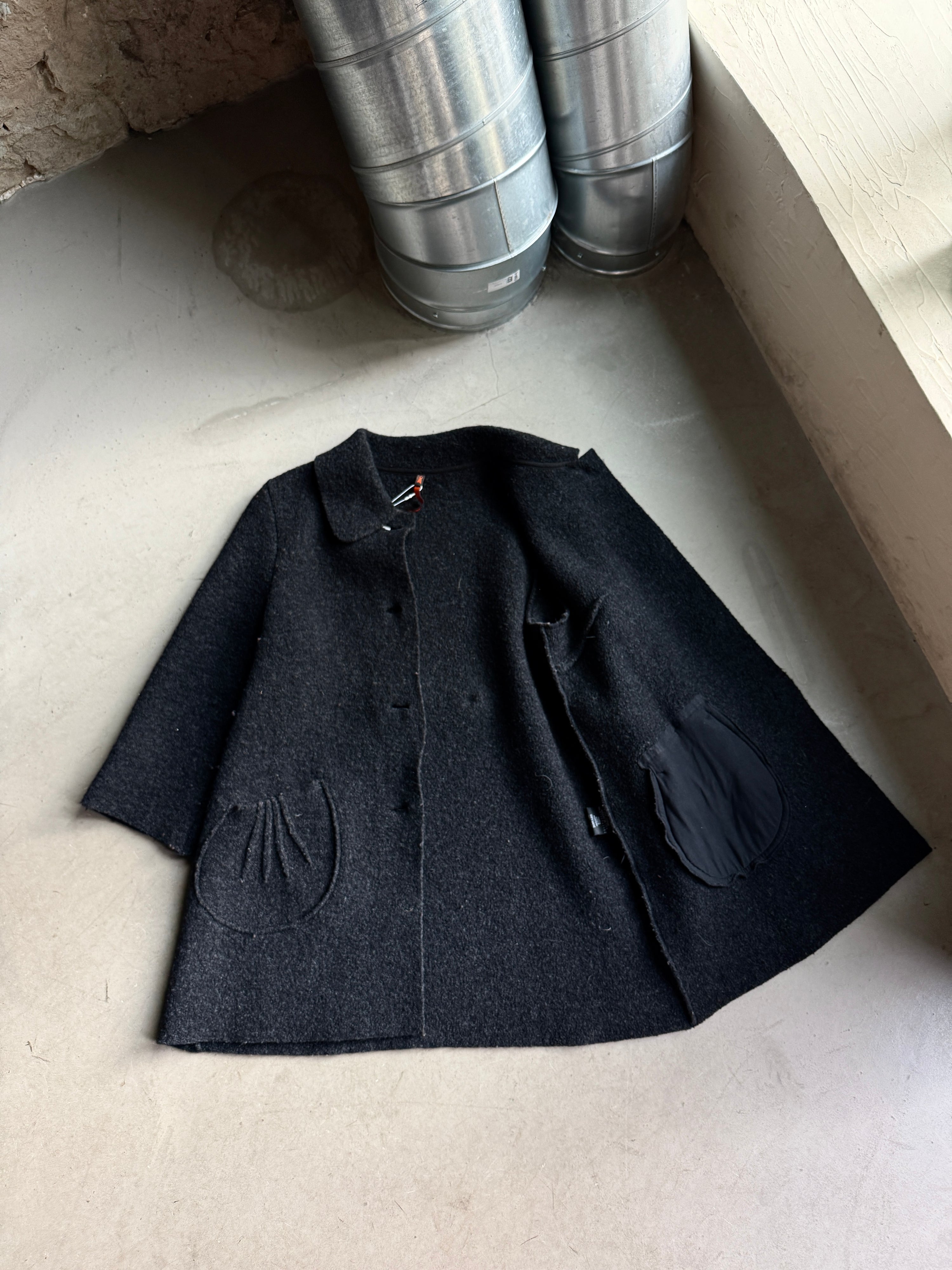 Vintage 2000s Cop Copine Big Button Wool Coat Black - S