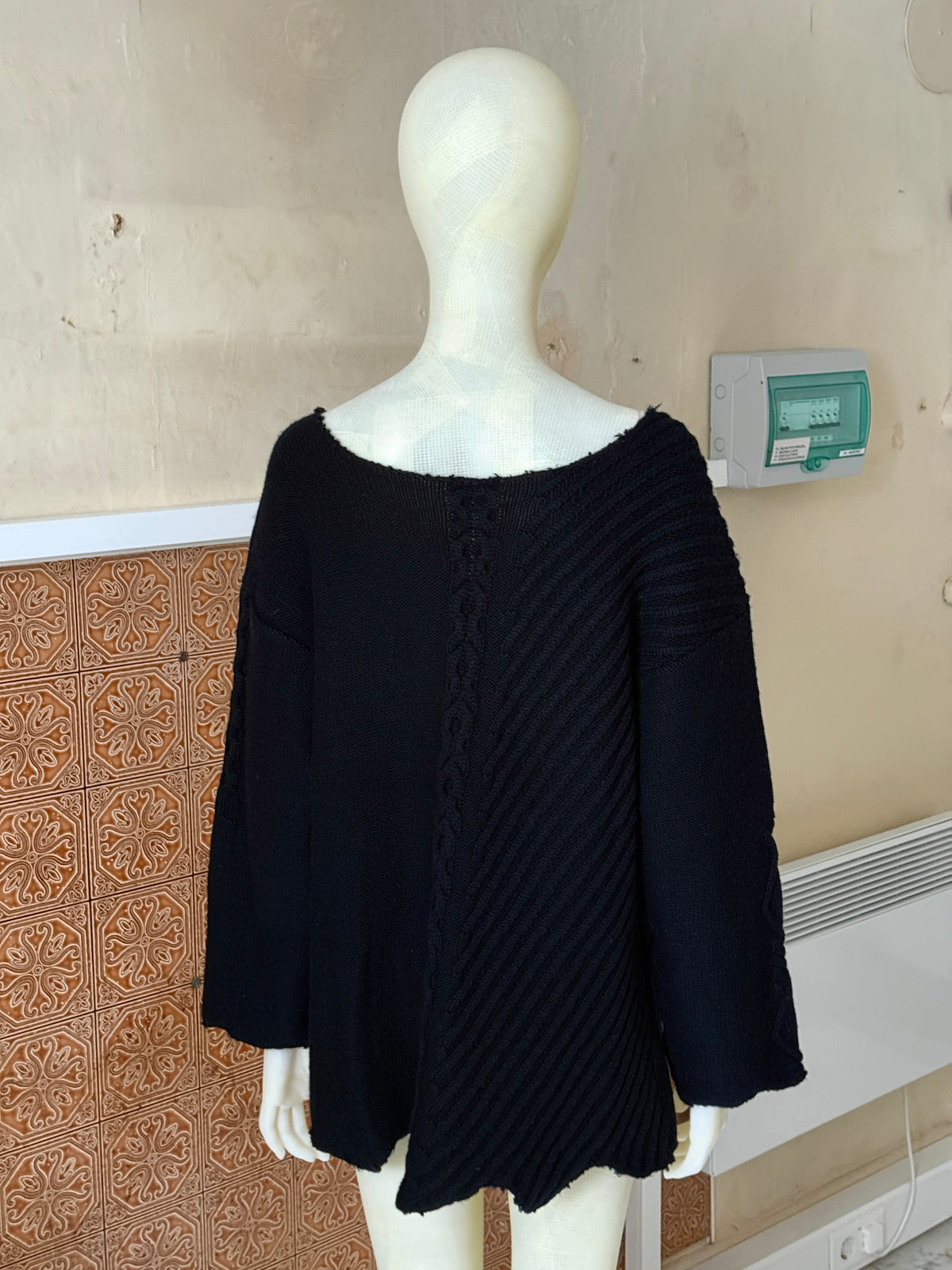 Vintage Bazar Christian Lacroix Chunky Black Geometric Knit - L