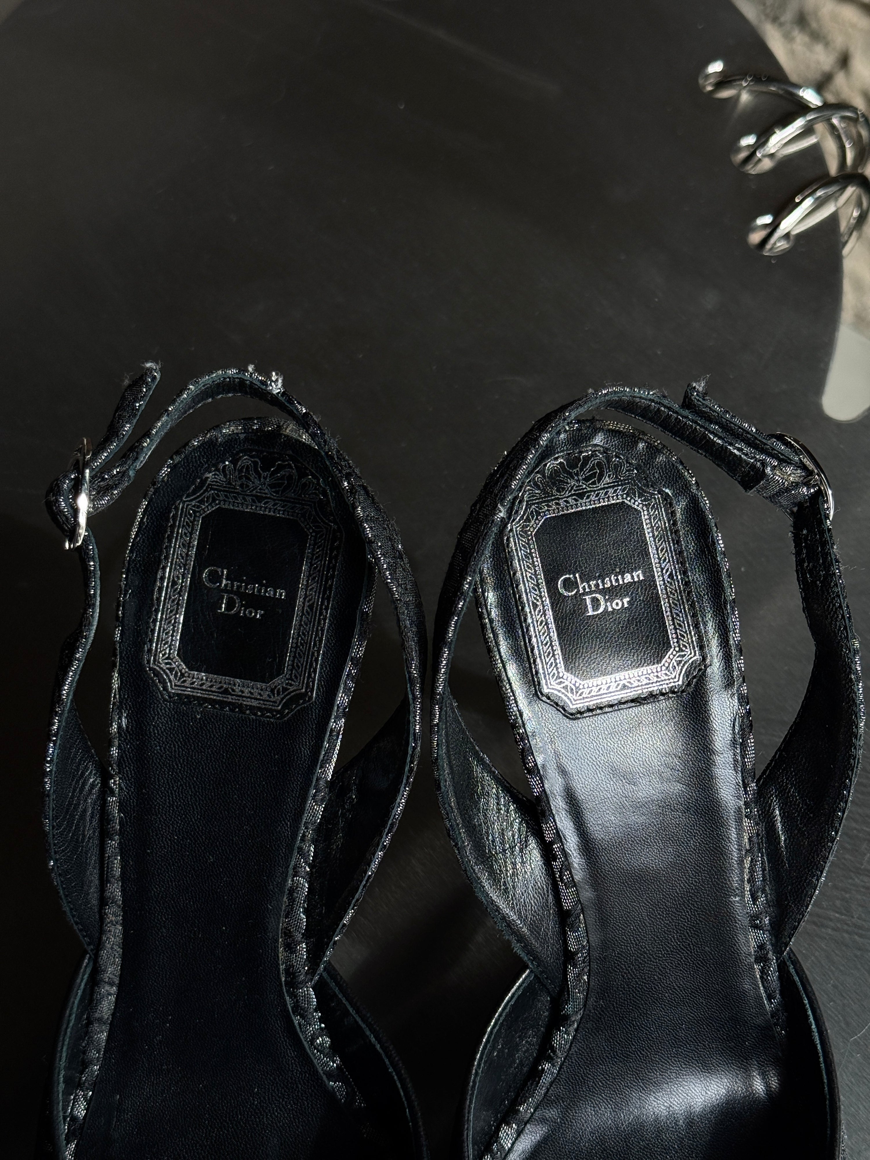 Vintage 2000s Christian Dior Oblique Buckle Slingback Heels - 38.5