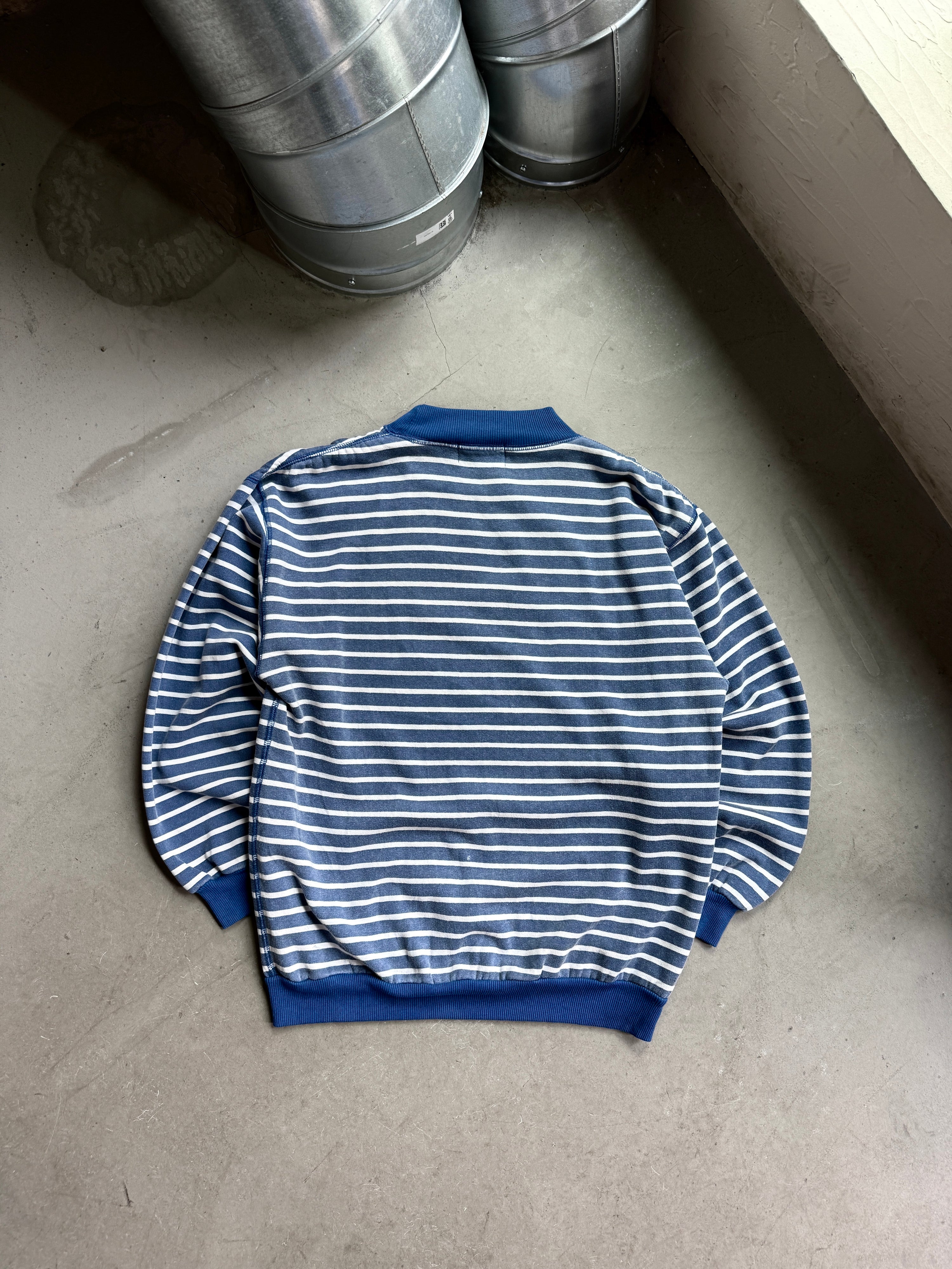 Vintage Sears Roebuck Trashed Striped Sailor Sweater Blue - M