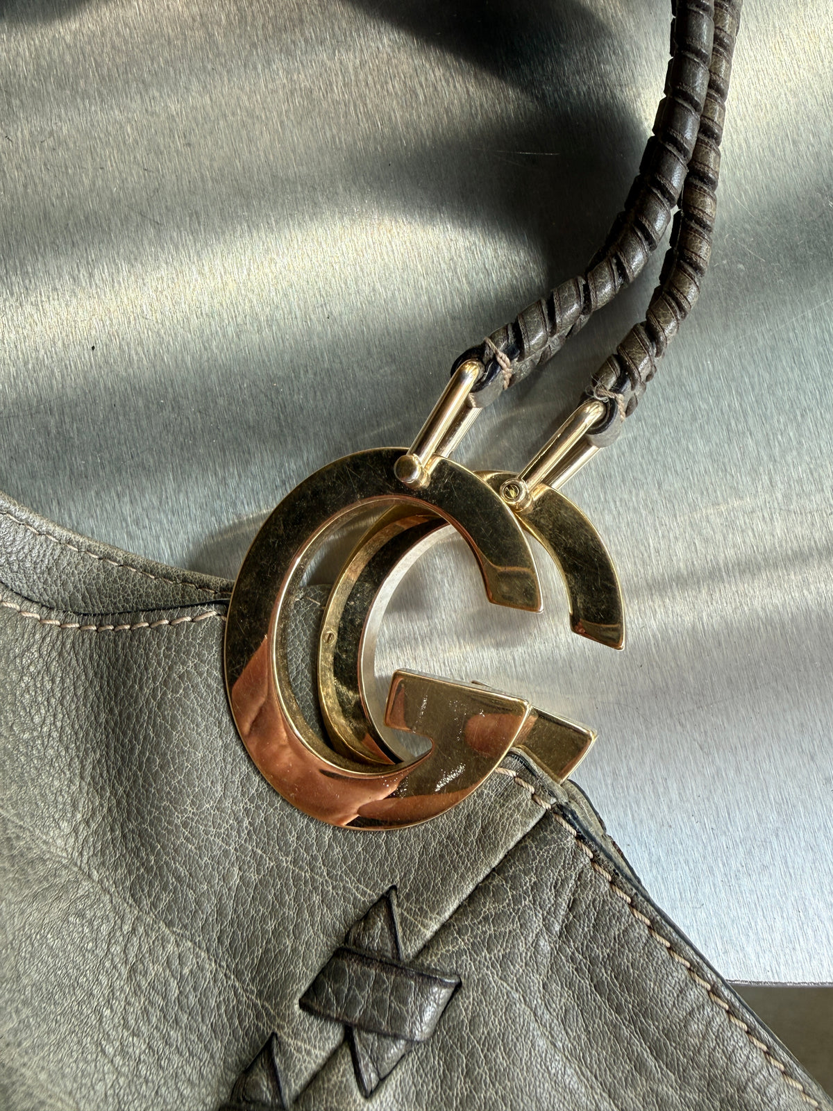 Gucci Gray Leather Charlotte Tote Bag