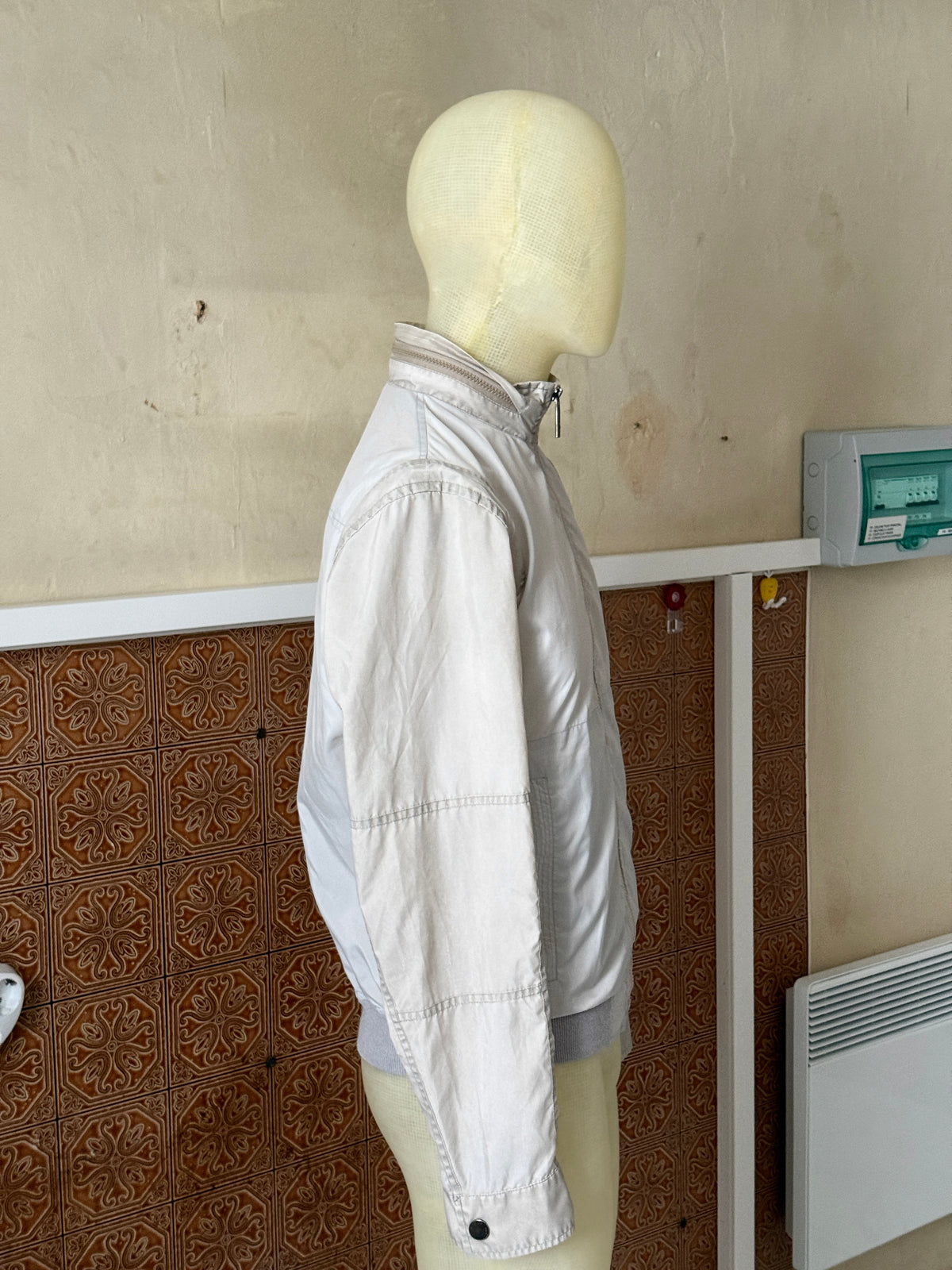 Vintage 2000s Versace Collection Light Grey Nylon Zip Up Jacket - M