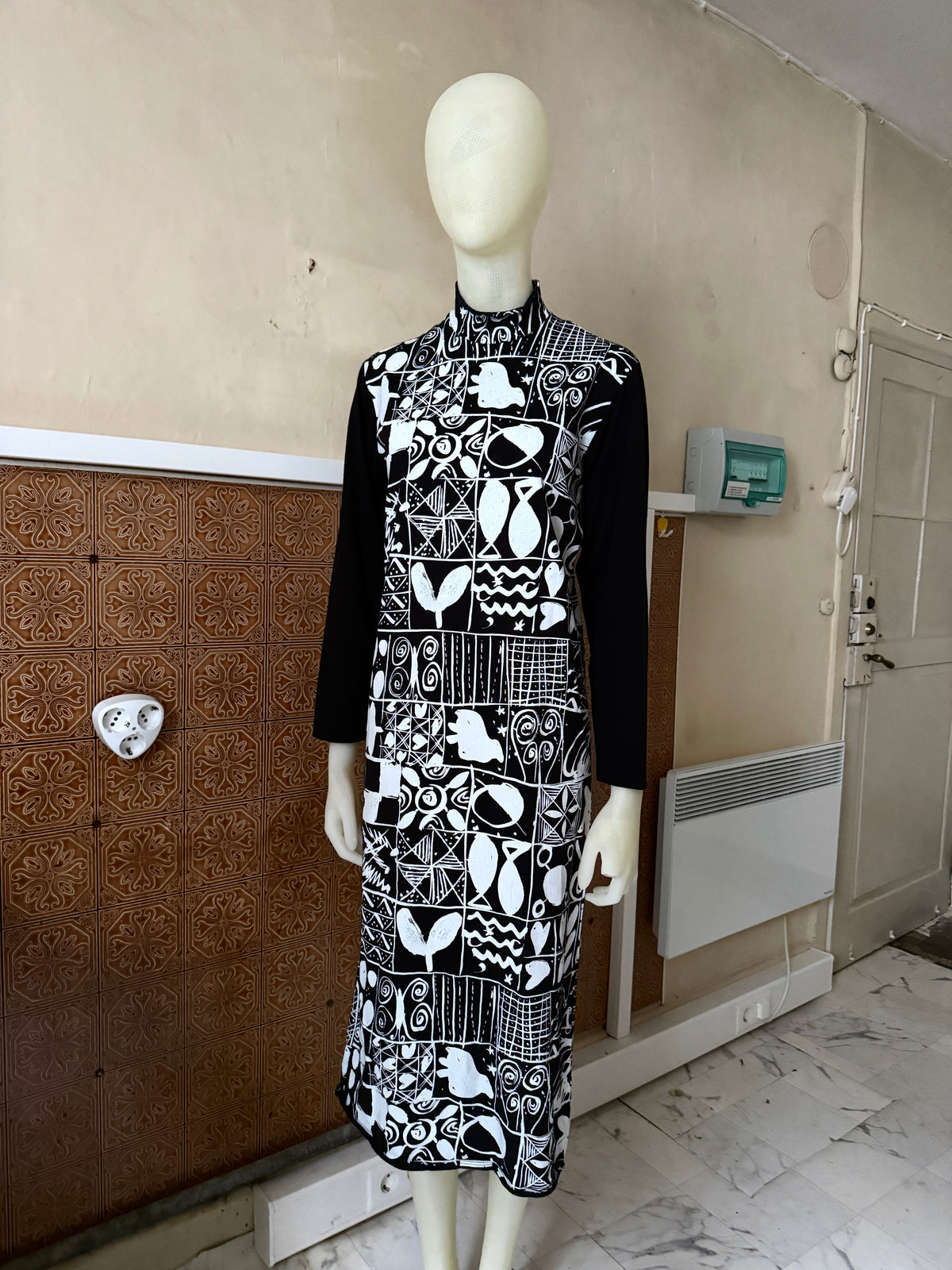 AD1991 Comme des Garçons Tricot Abstract Dress White/Black - S