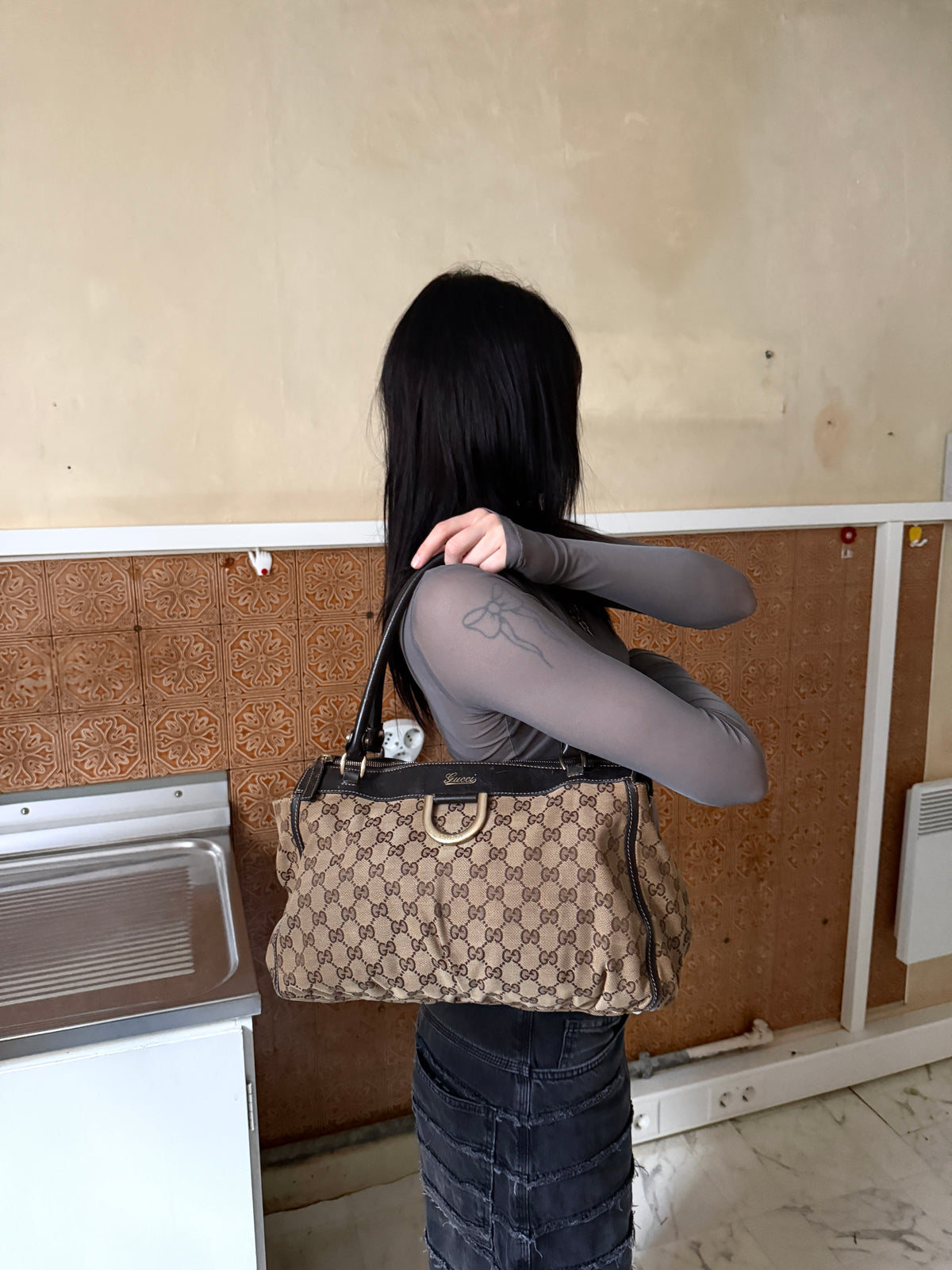 Gucci GG Canvas Abbey D-Ring Tote Bag