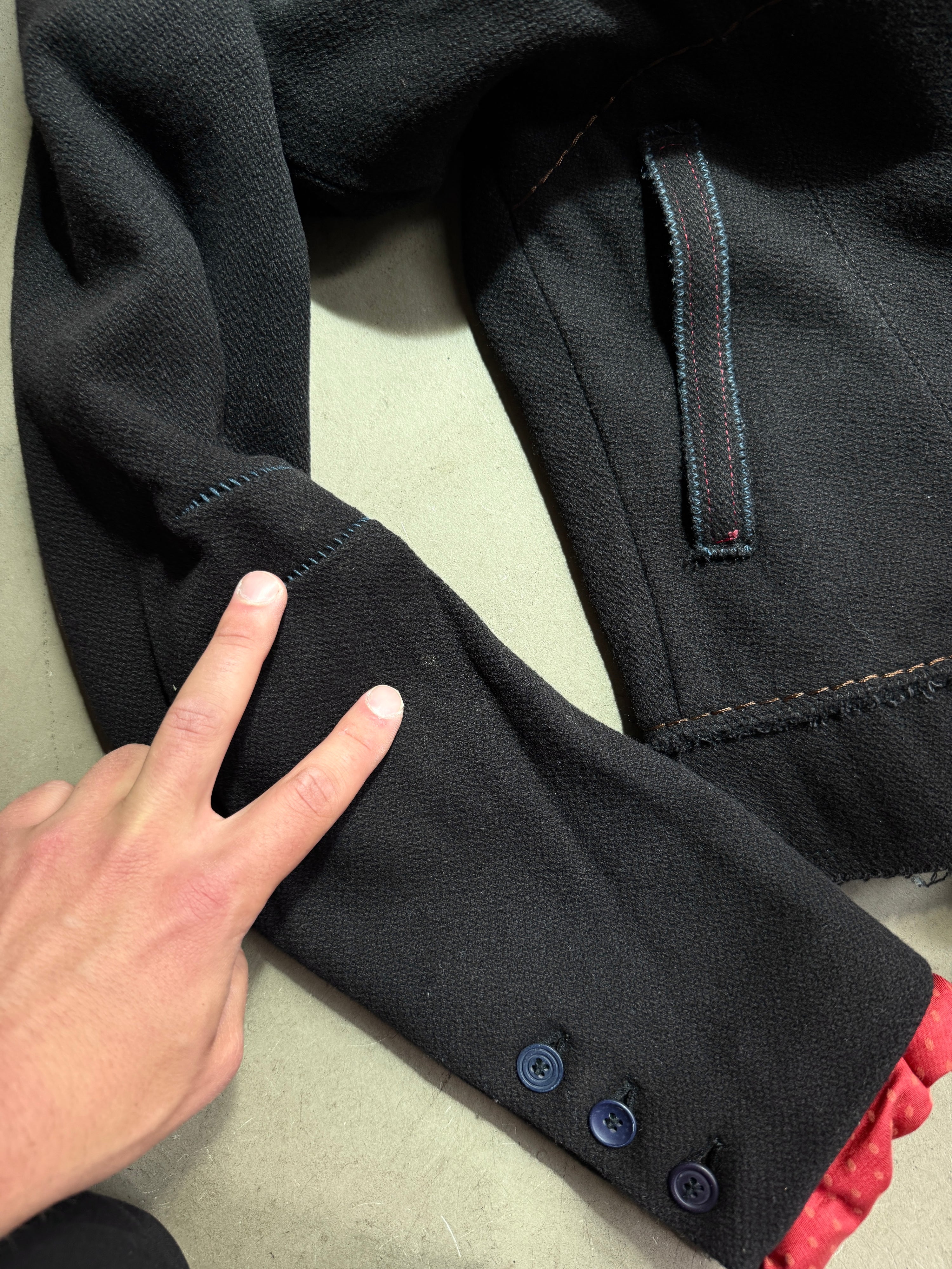 2000s Marithé + François Girbaud Asymmetrical Buttoned Black Officer Jacket - S