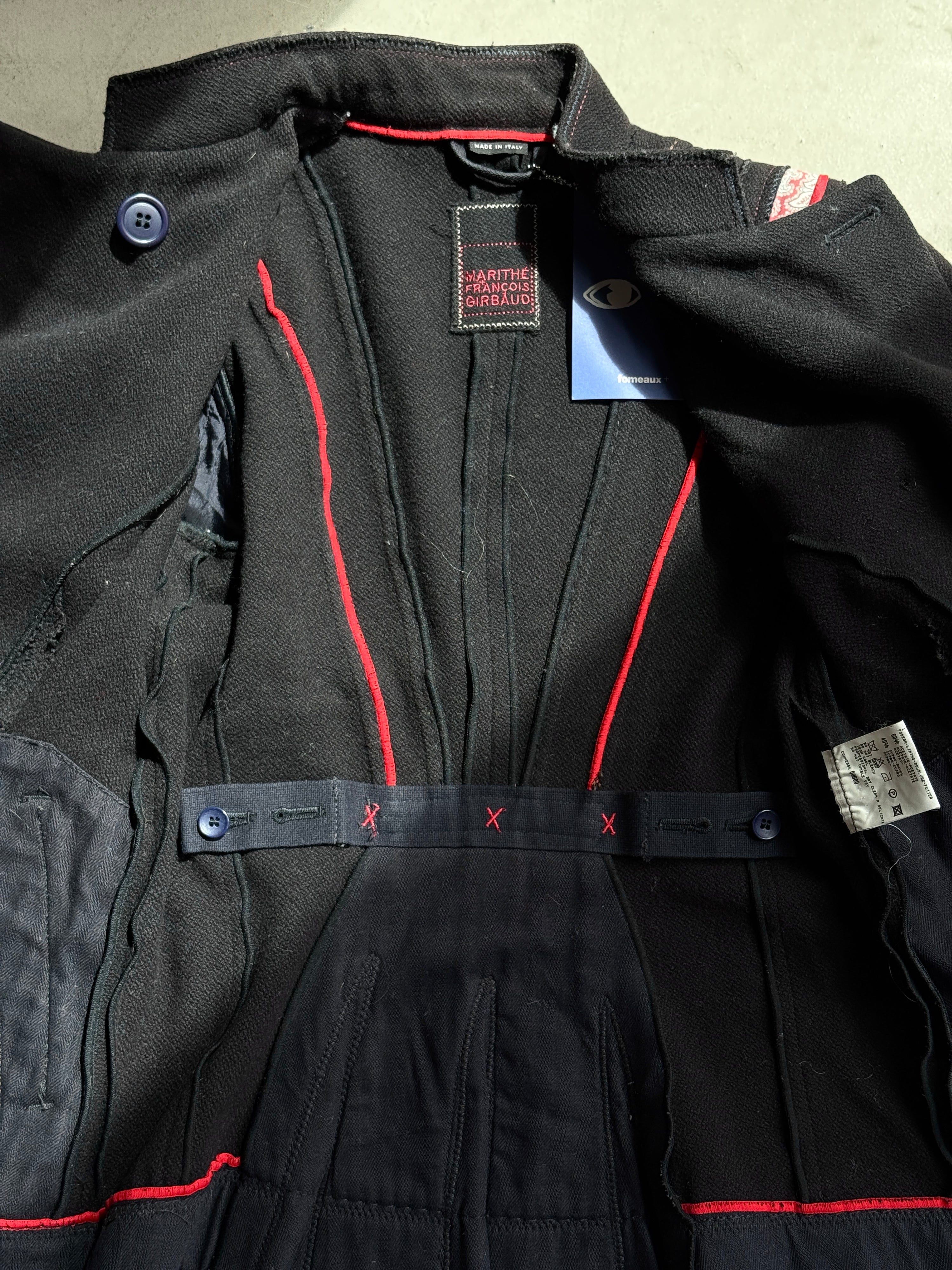 2000s Marithé + François Girbaud Asymmetrical Buttoned Black Officer Jacket - S