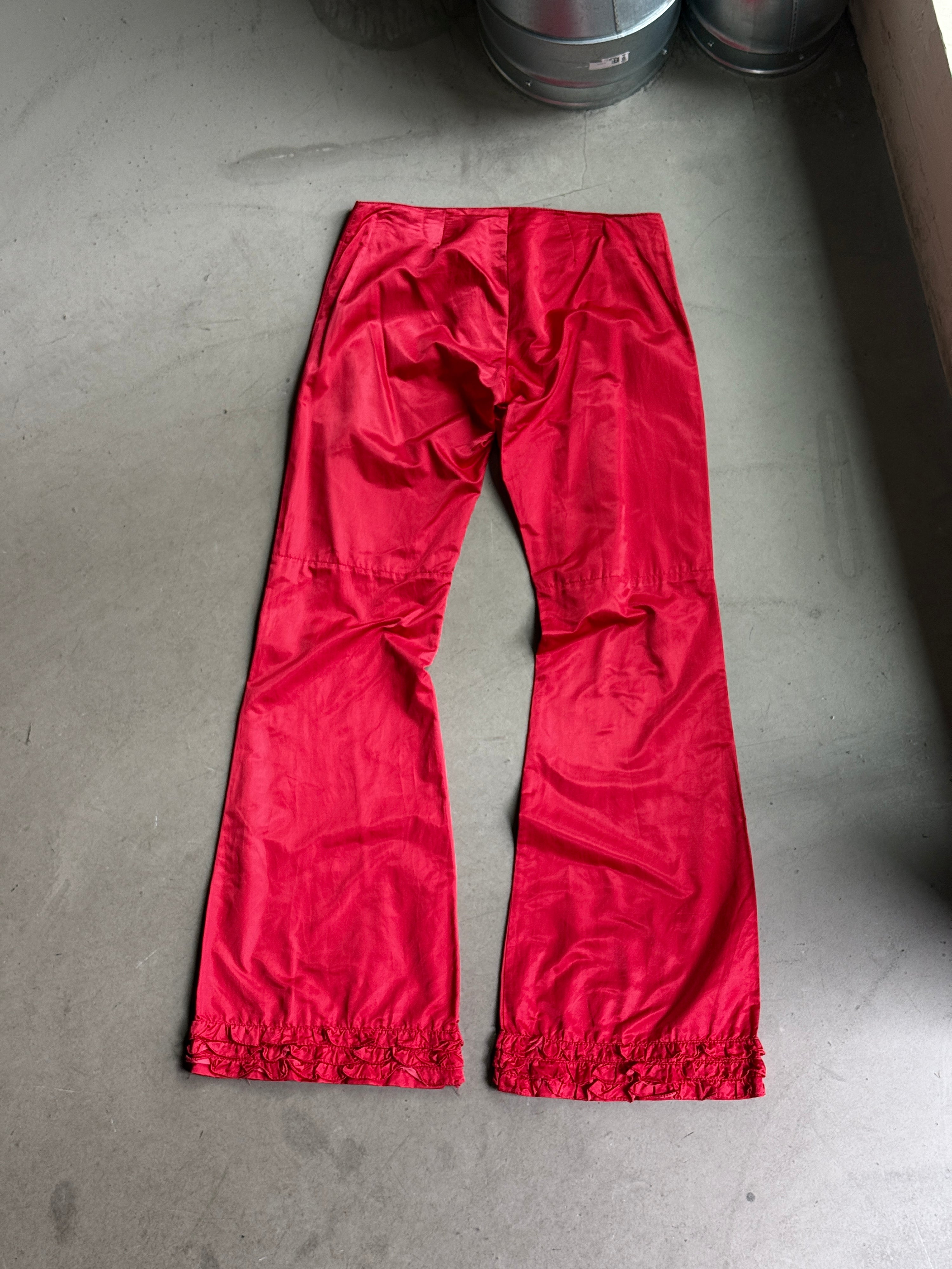 Vintage Kita Jay Italia Viscose Red Flared Trousers Red - W31 L35