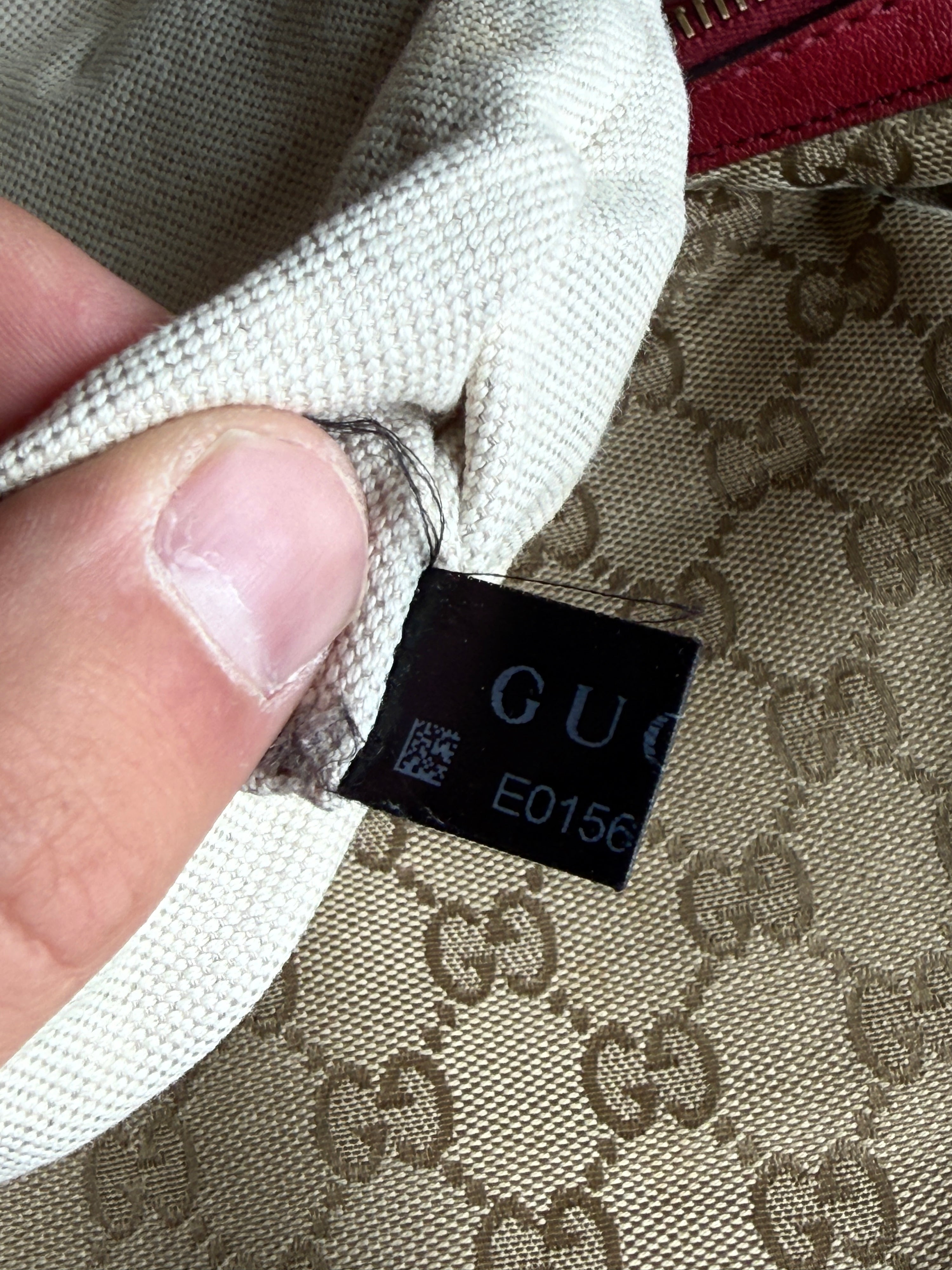 Vintage Small Gucci Hobo Bag Beige / Red