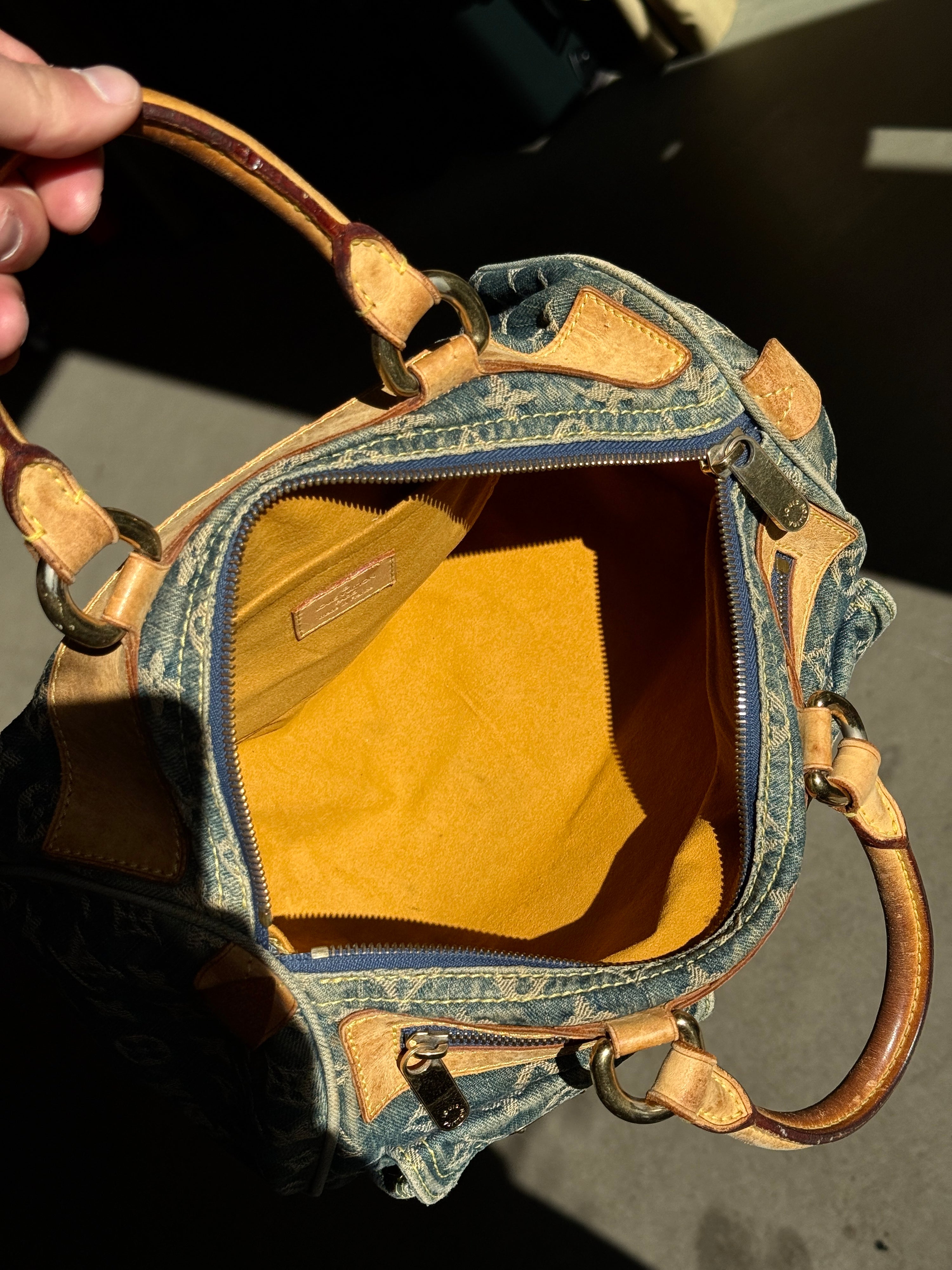 Vintage 2005 Louis Vuitton Denim Speedy Bag Blue (SP0095)