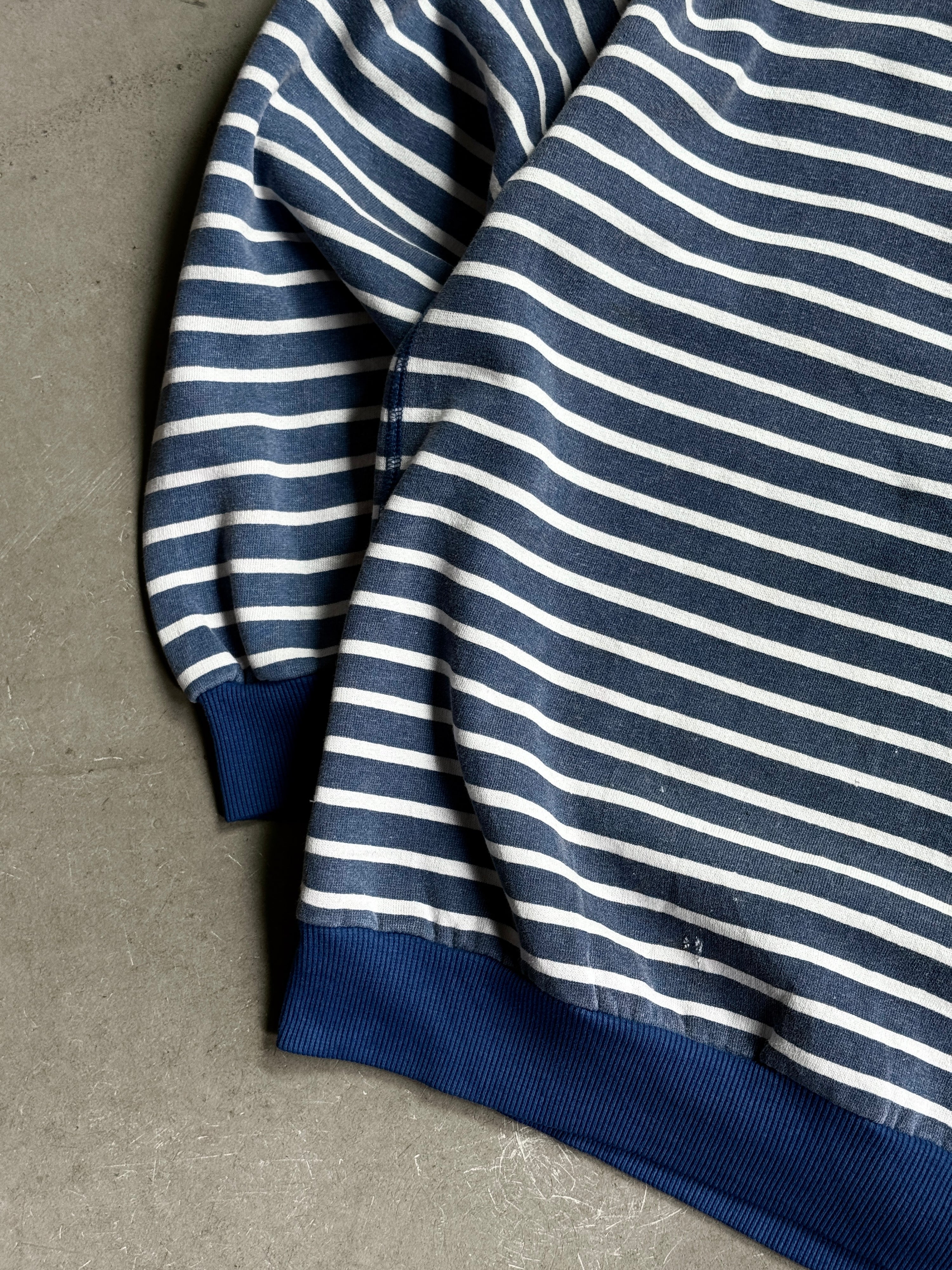 Vintage Sears Roebuck Trashed Striped Sailor Sweater Blue - M