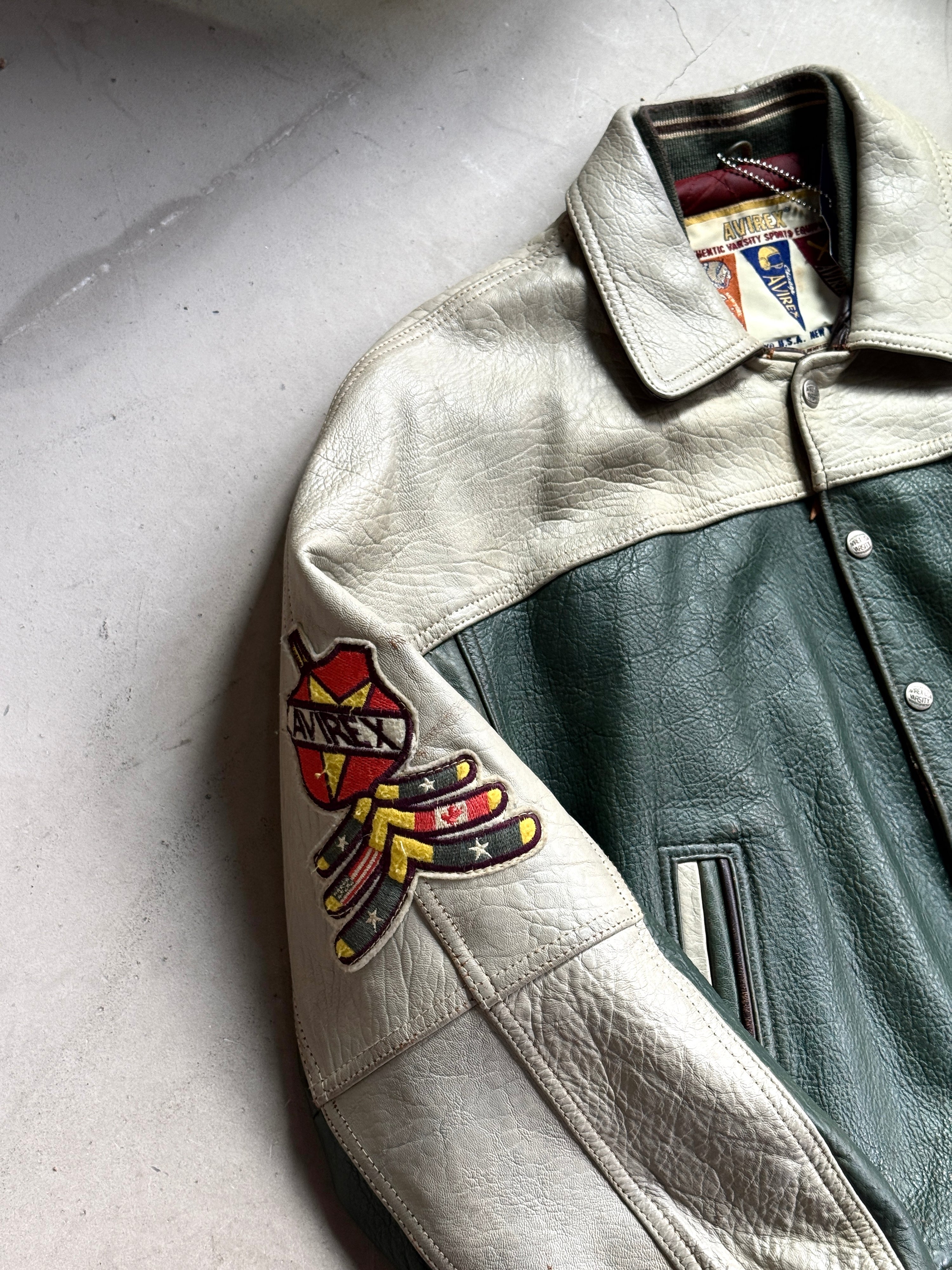 Vintage Avirex “Northwest Wild Bears” Varsity Leather Jacket M