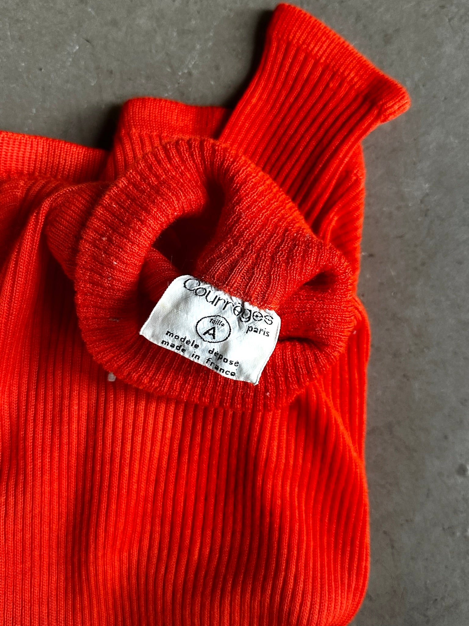 1970s Courrèges Mock Logo Turtleneck Orange - XS