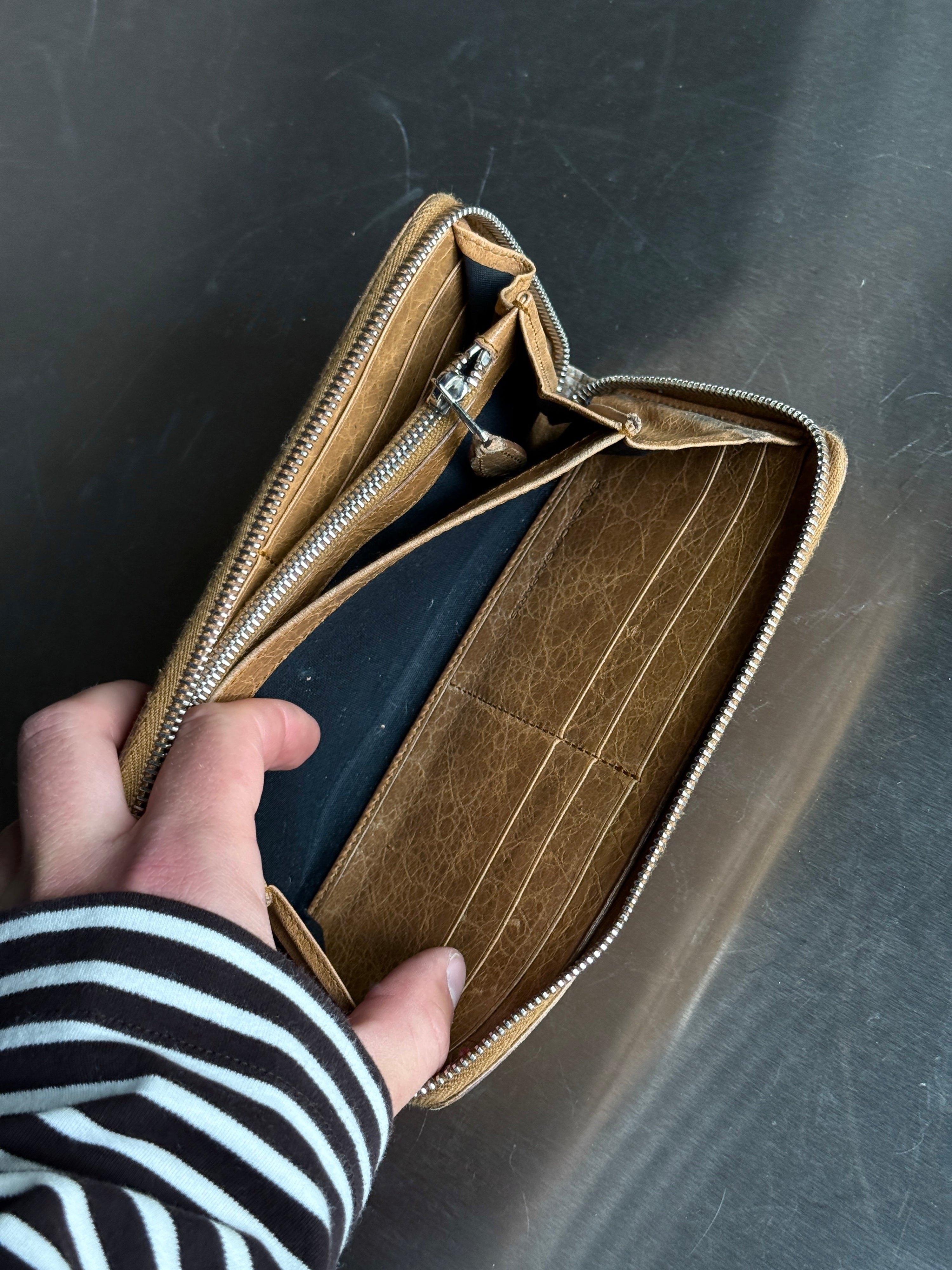 Vintage Balenciaga City Zip Around Long Wallet Brown