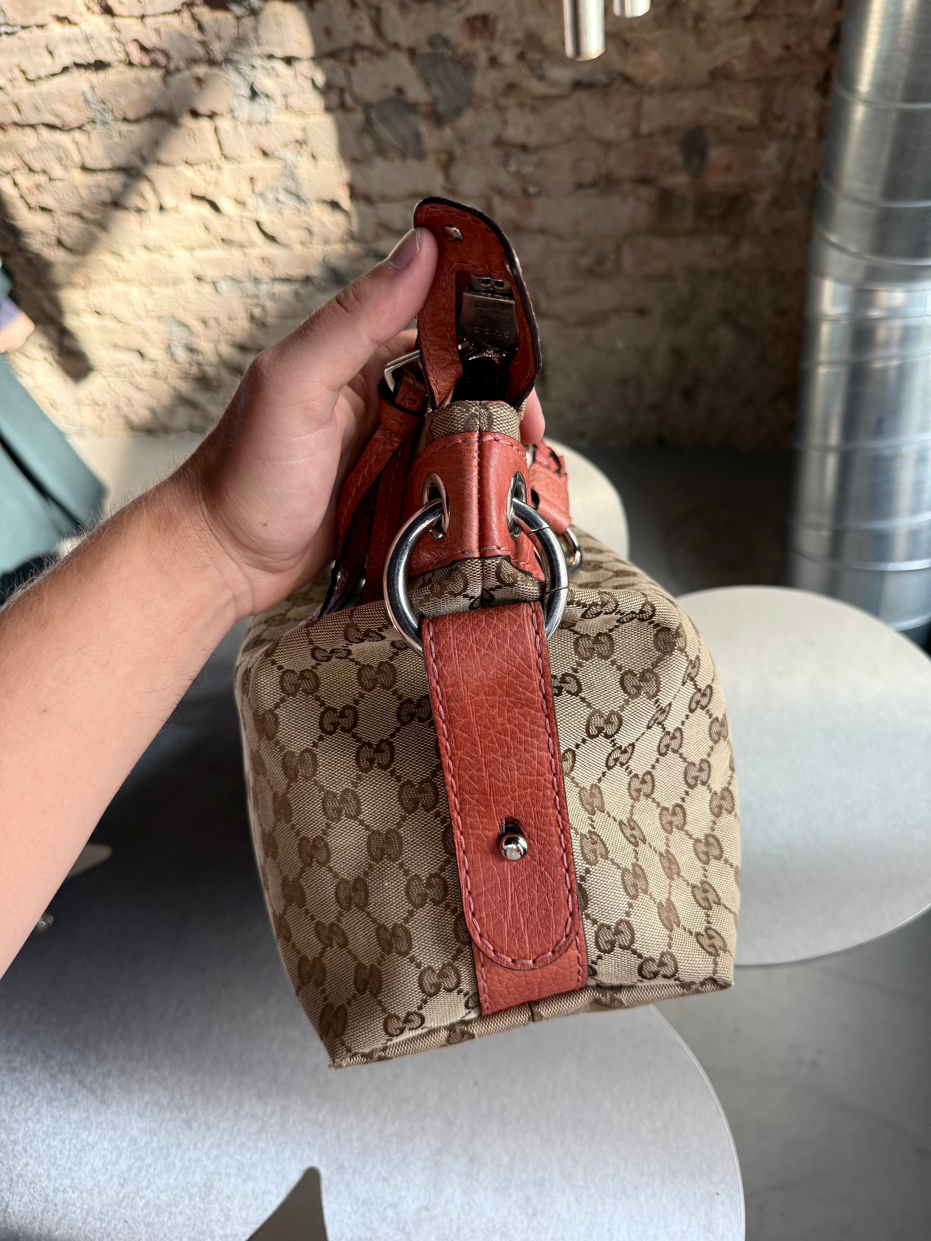 Vintage Gucci GG Bamboo Bar Shoulder Bag (Orange Braided Strap)