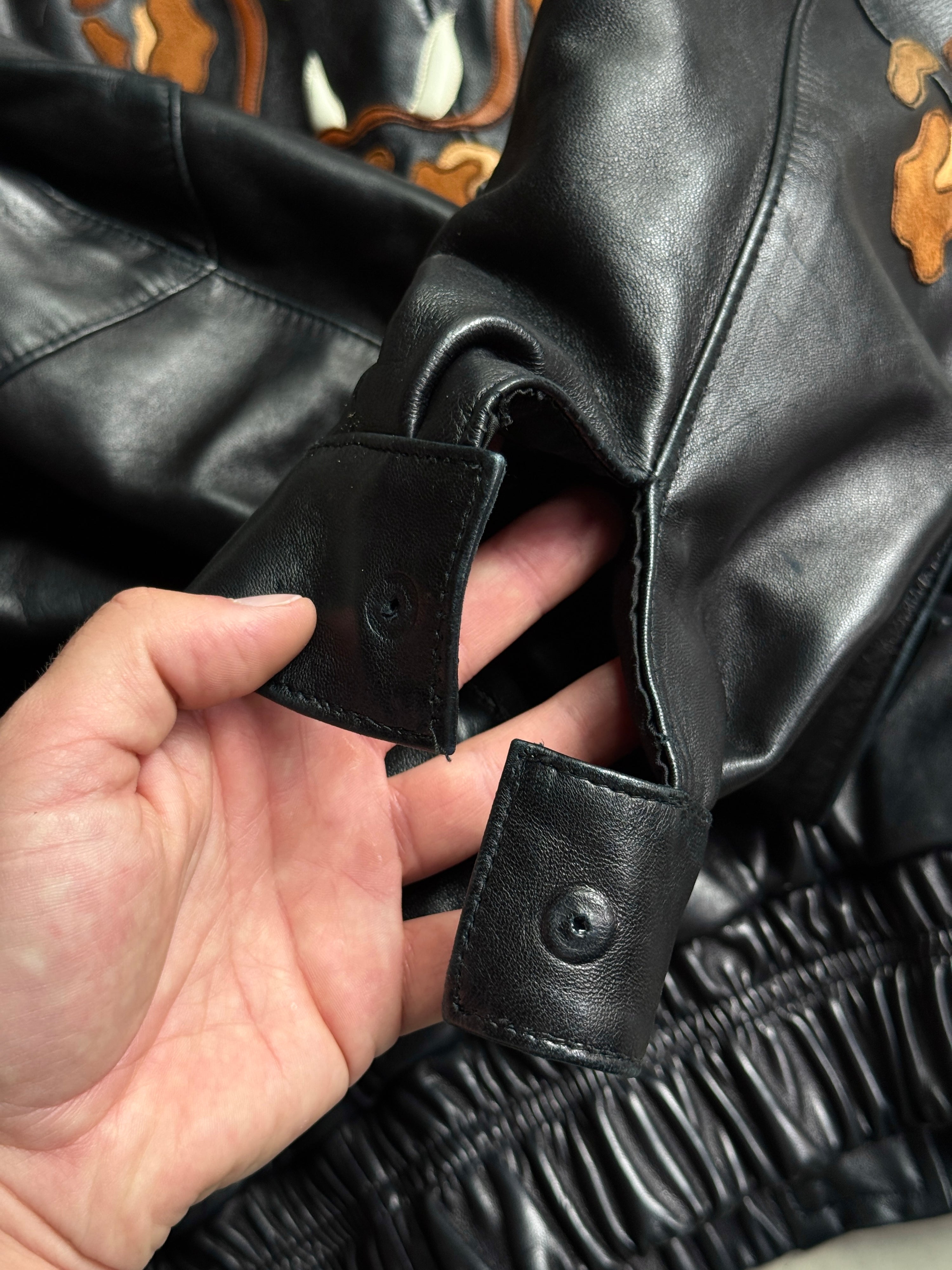 Vintage Jean Claude Jitrois Leopard Leather Jacket Black - M