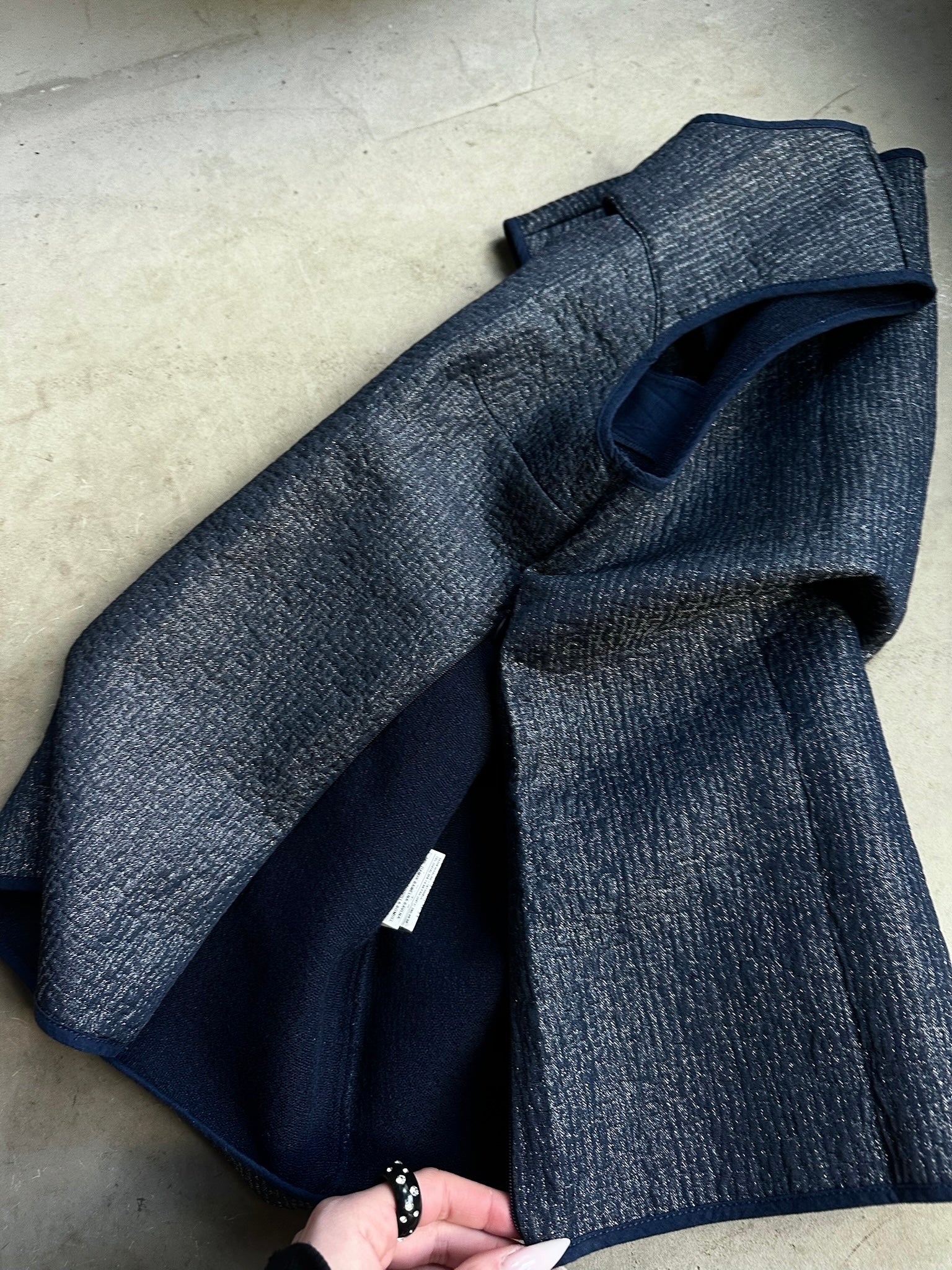 2000s Sisley Shiny Cutout Top Navy - S