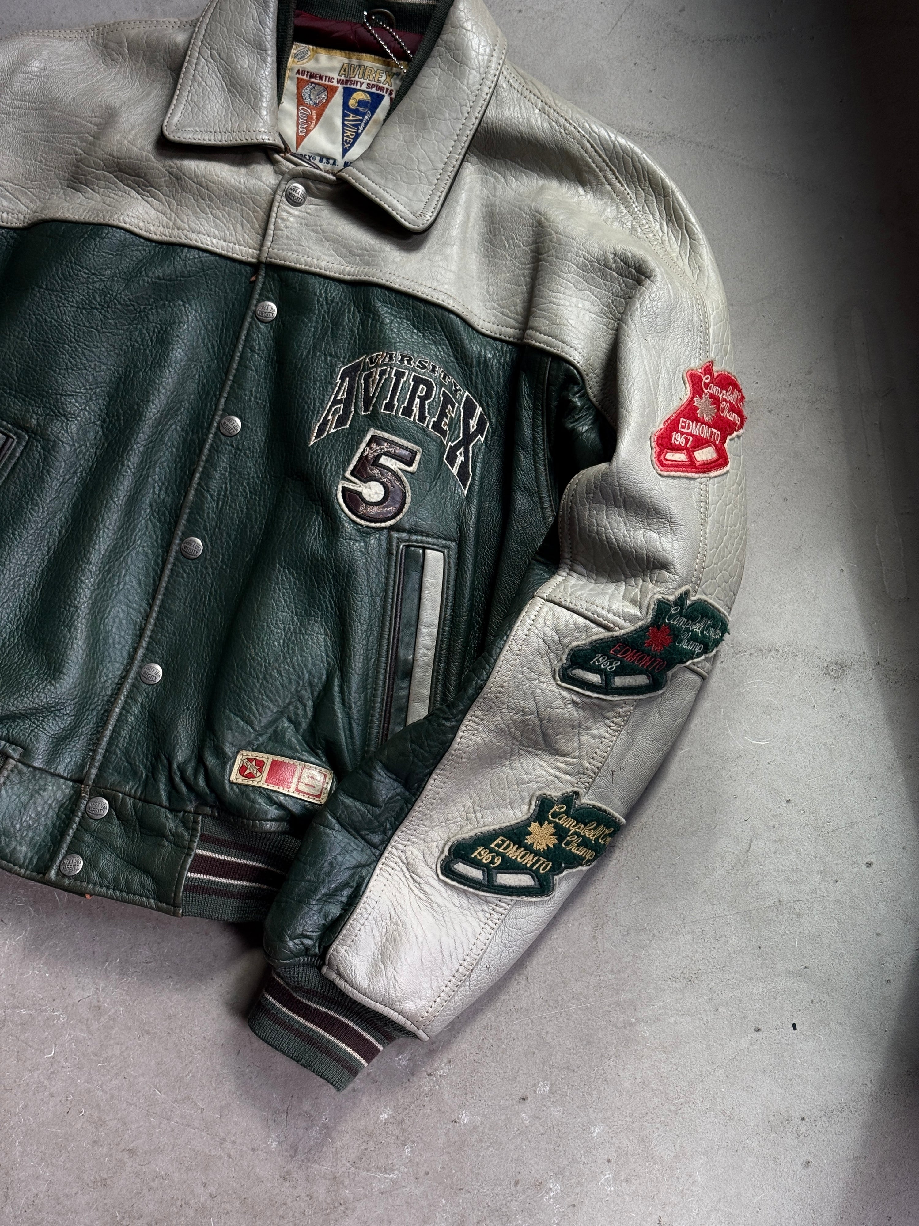 Vintage Avirex “Northwest Wild Bears” Varsity Leather Jacket M