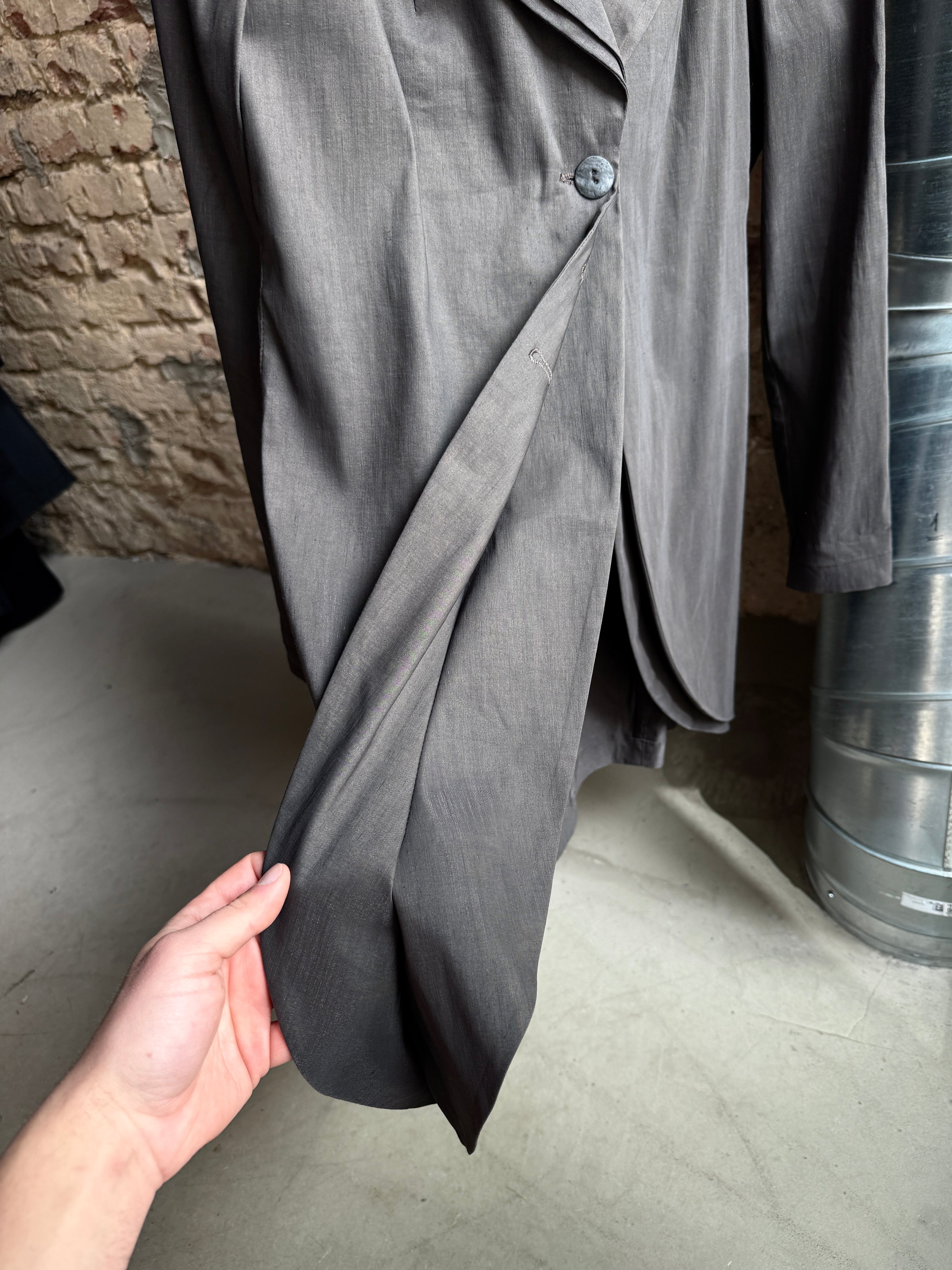 Vintage 2000s Sarah Pacini “Double Layered” Long Blazer Grey - S