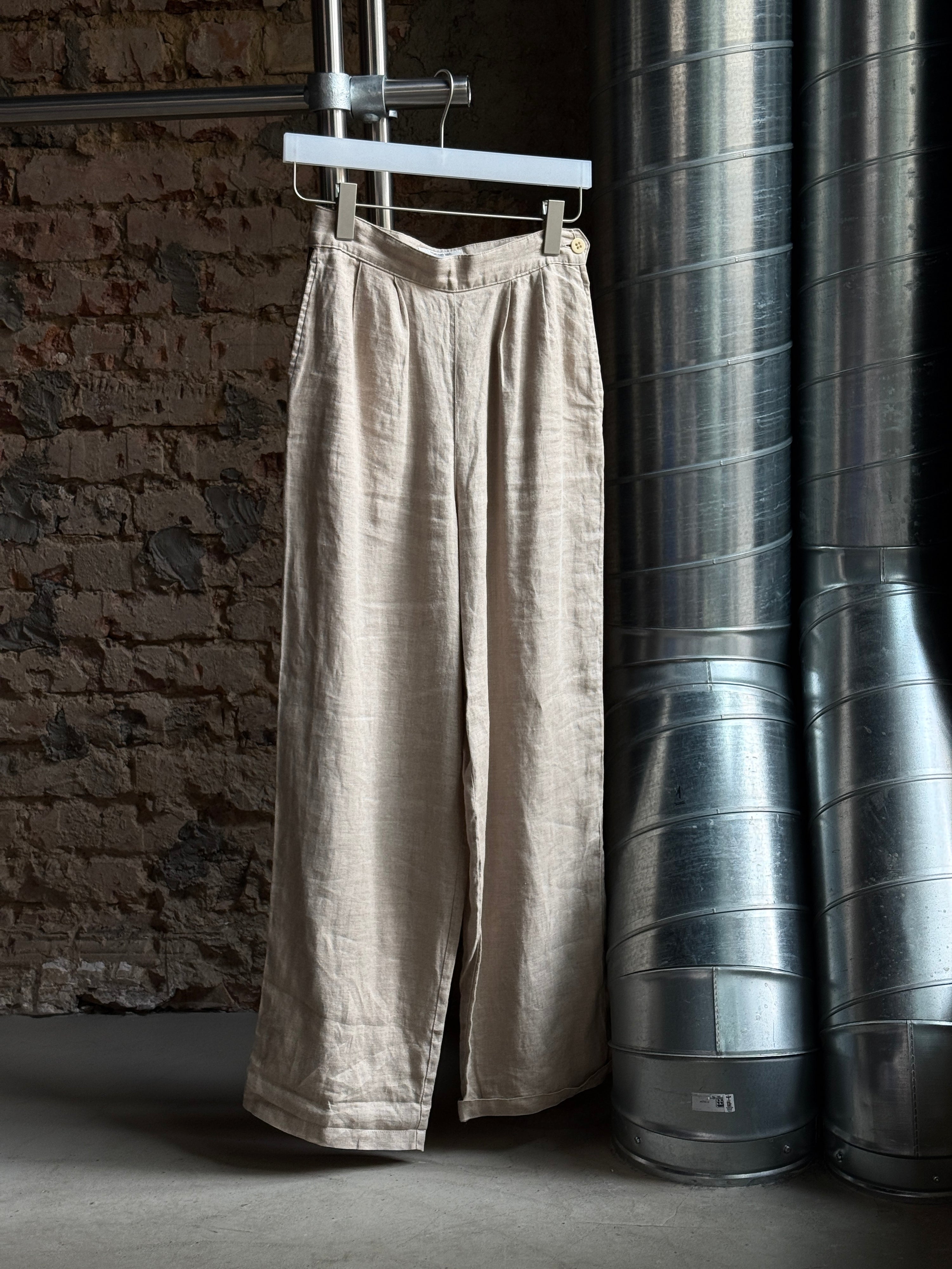 Vintage 1990s Armani Jeans Linen Pants Beige - W27 L28