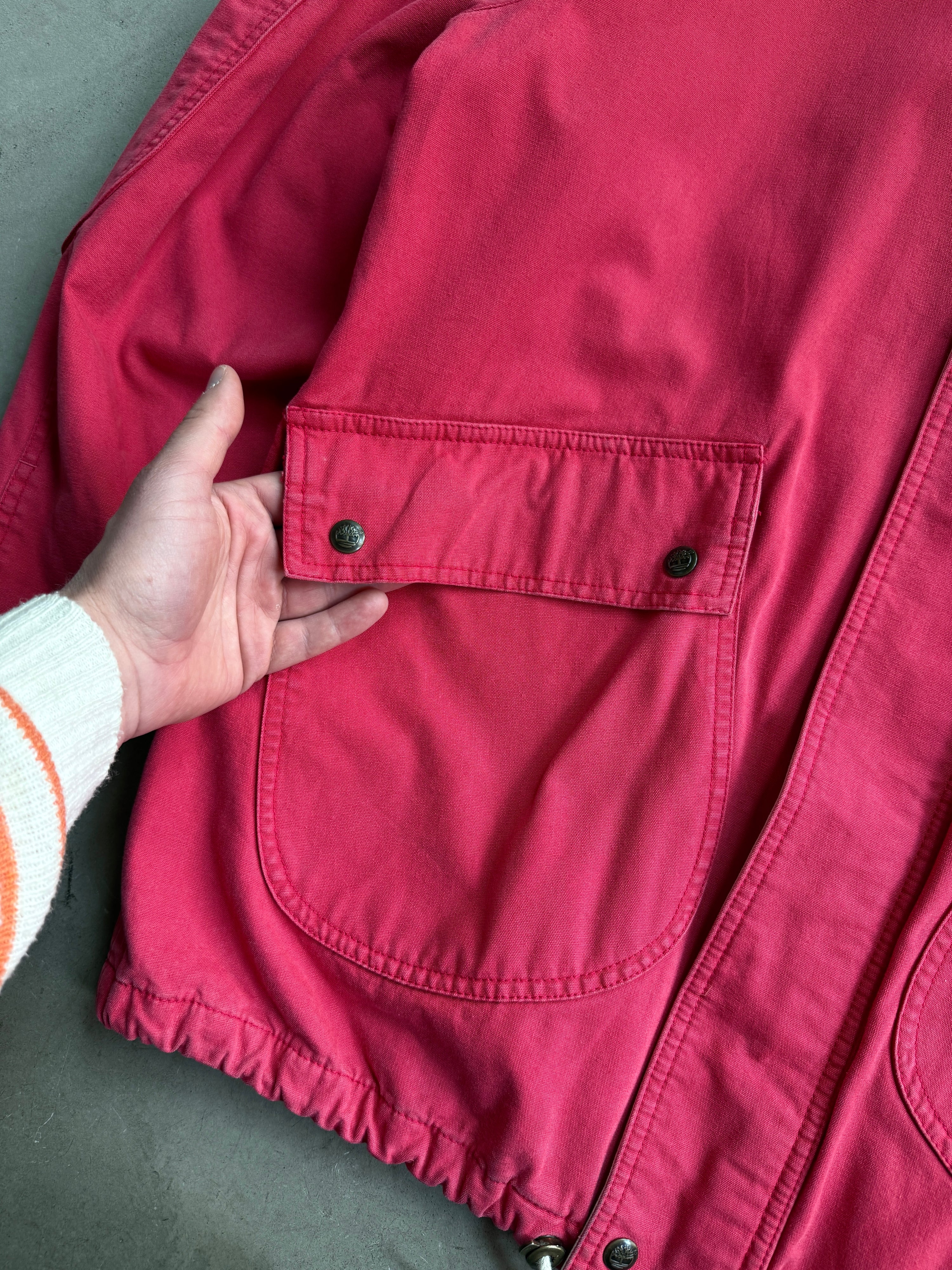 Vintage Faded Timberland Weathergear Canvas Chore Jacket Red - XL