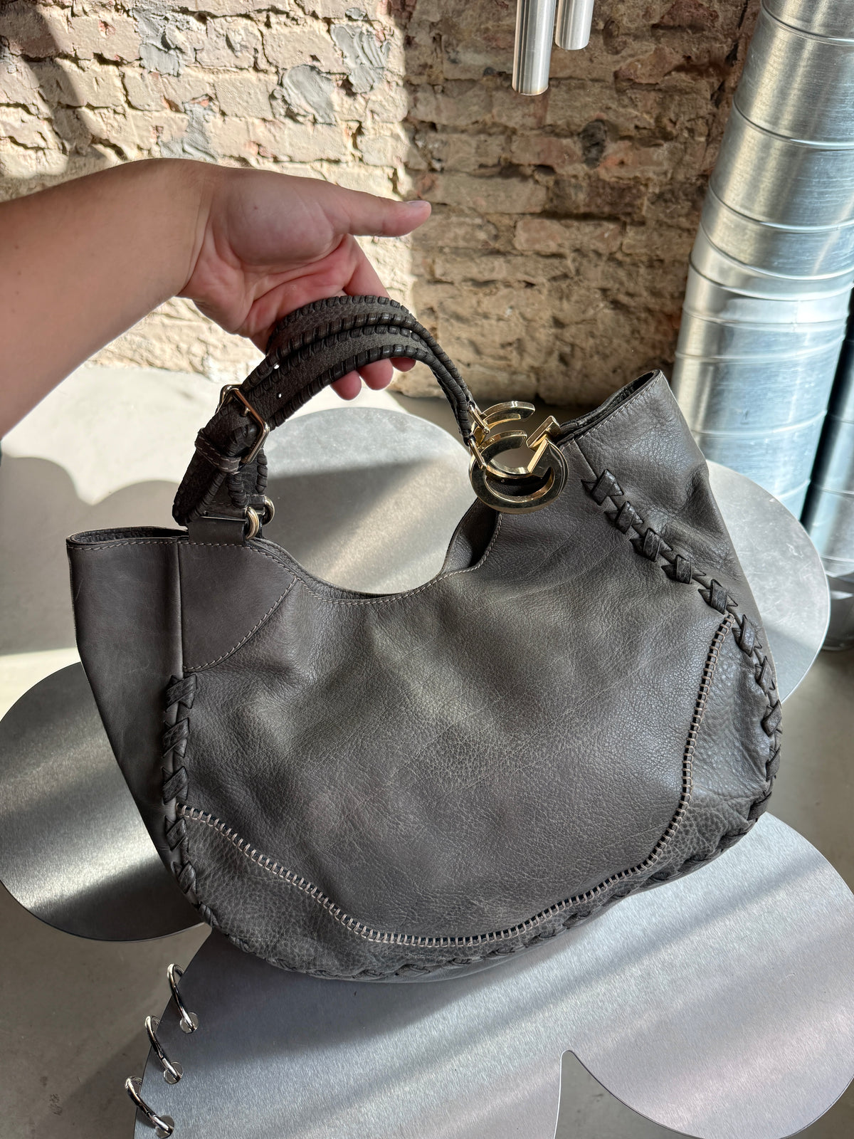 Gucci Gray Leather Charlotte Tote Bag