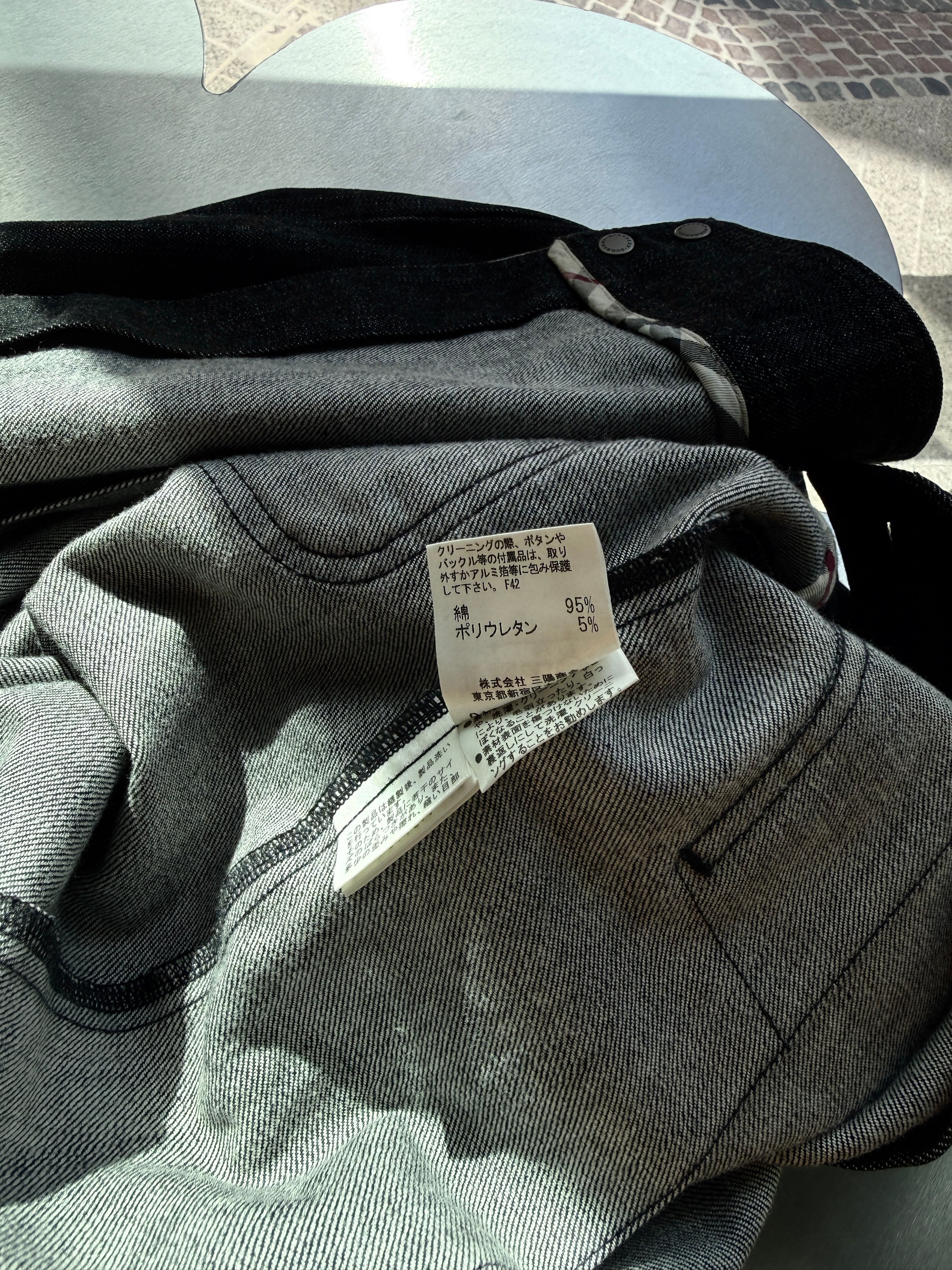 2000s Wrapped Pleated Burberry Denim Skirt Charcoal - W26