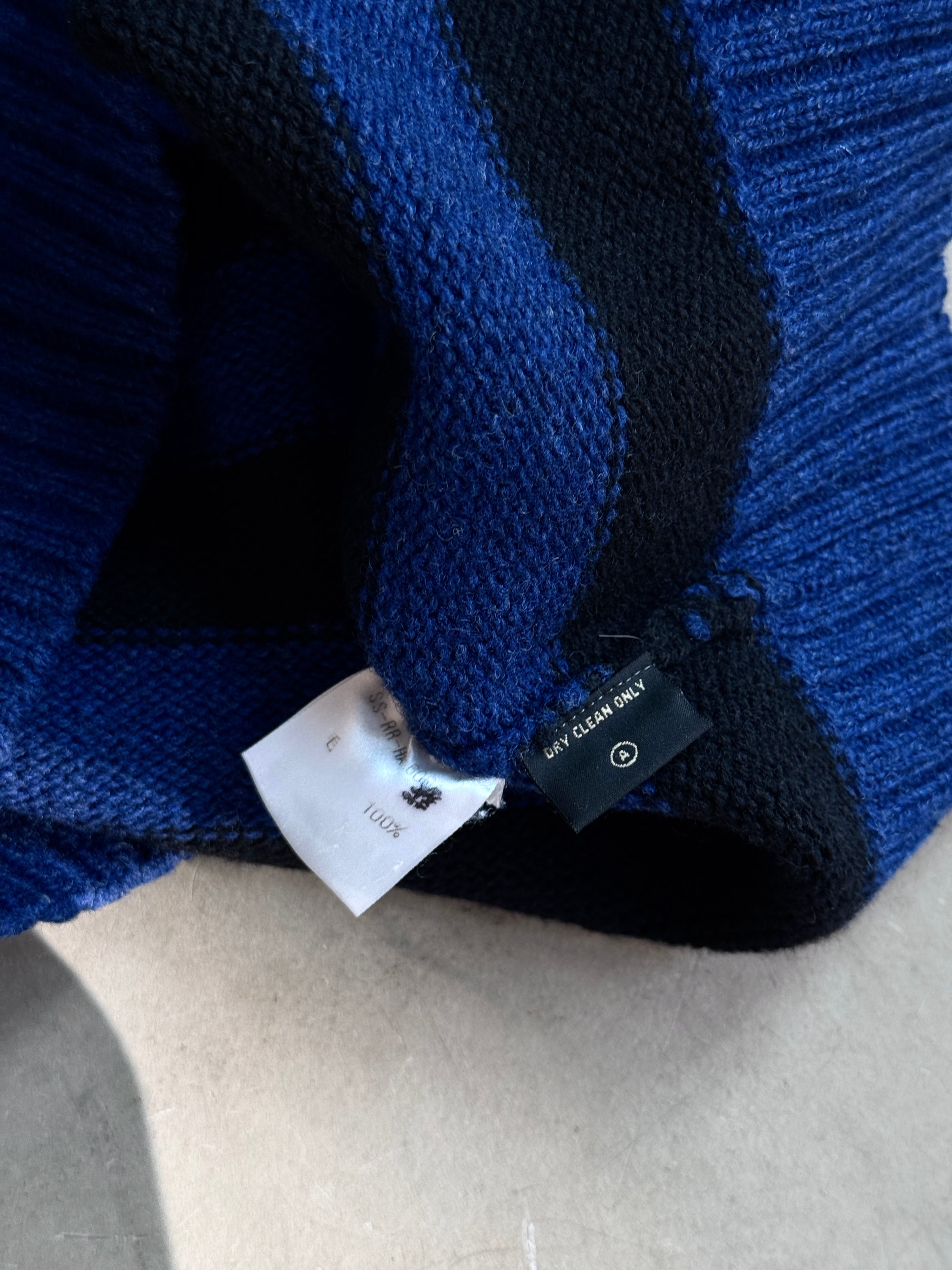 Vintage Double RL Striped Wool Knit Black/Blue - S