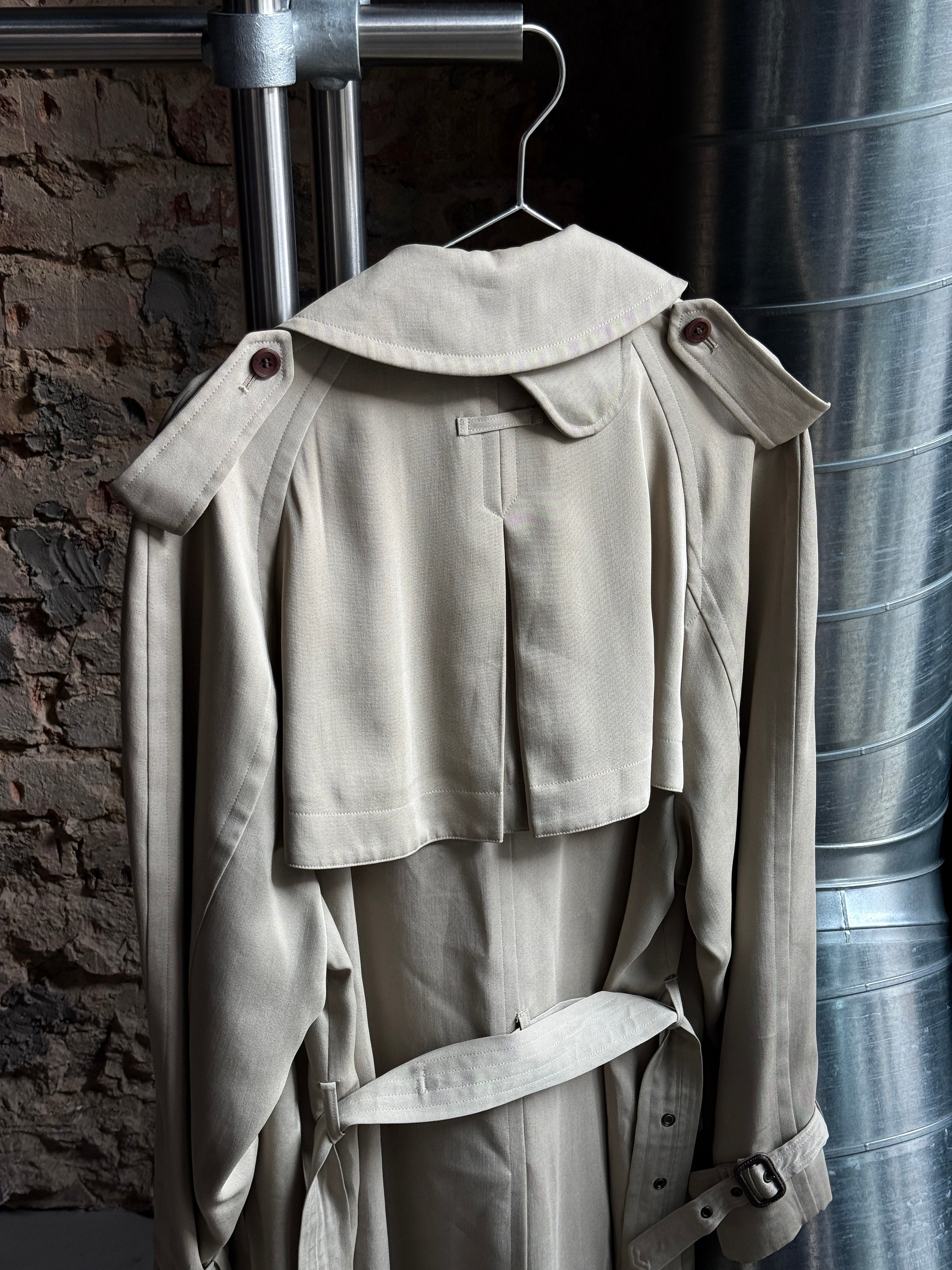Vintage 1990s Jean Paul Gaultier Objet Homme Double Breasted Trench Coat Beige - L